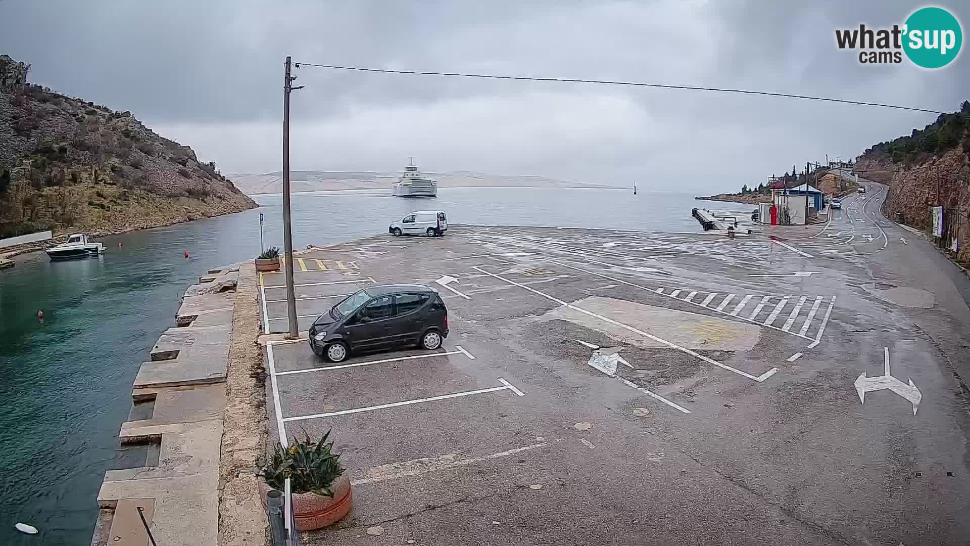Webcam port de ferry de Prizna – vers l’île de Pag