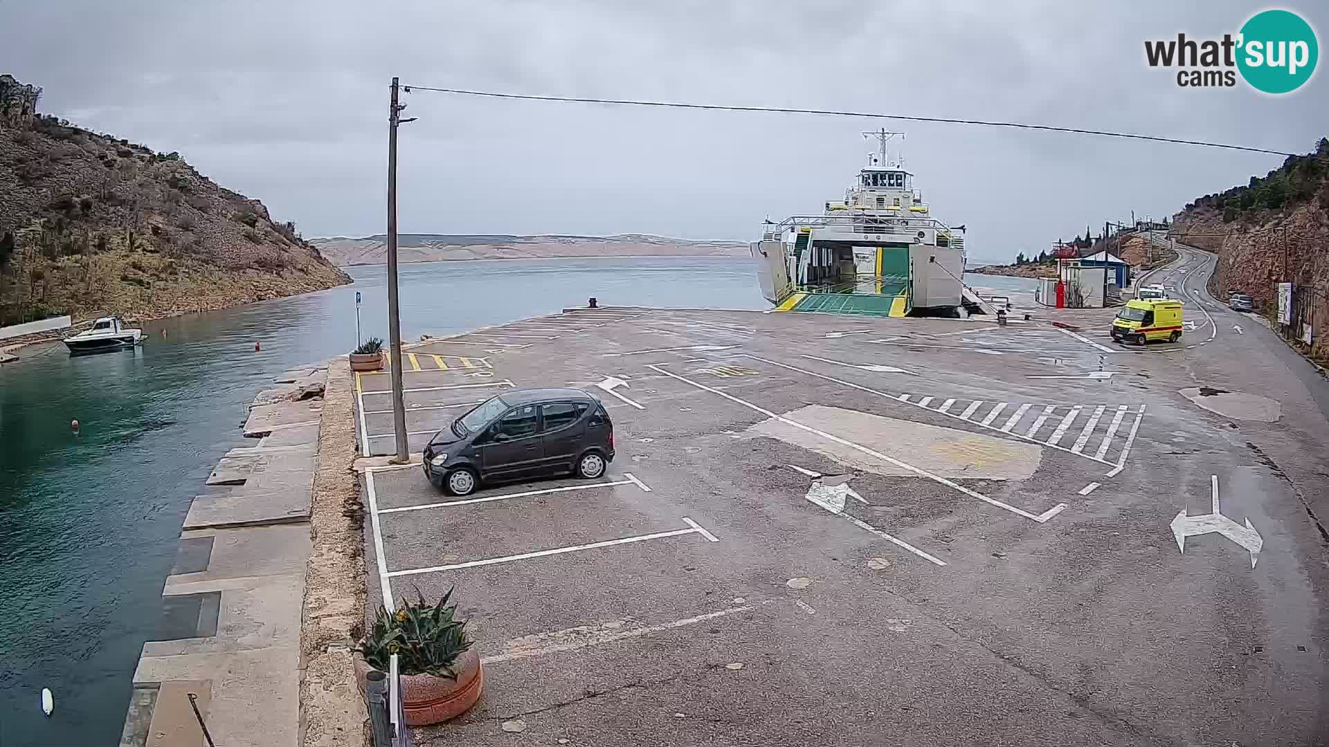 Webcam port de ferry de Prizna – vers l’île de Pag