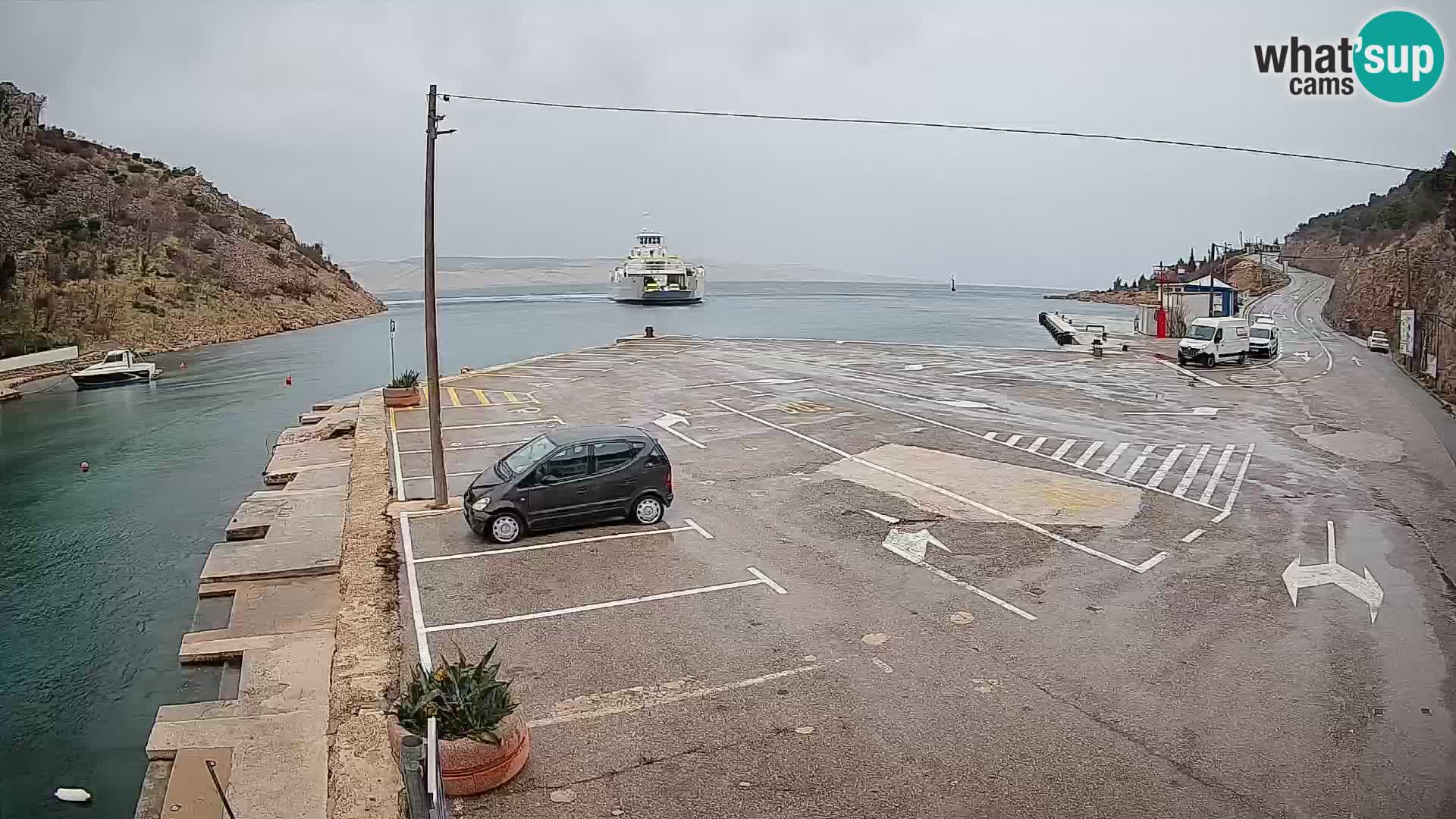 Webcam port de ferry de Prizna – vers l’île de Pag