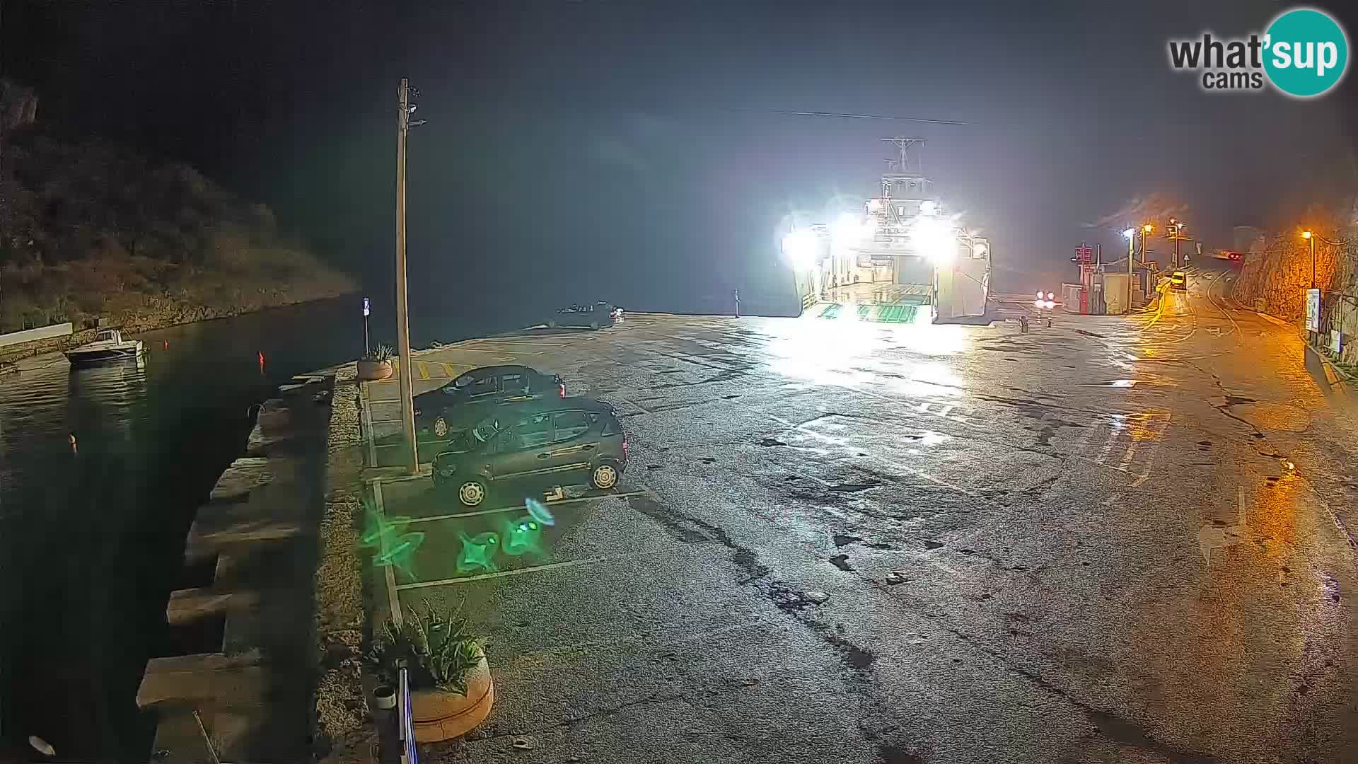 Webcam del puerto de ferris de Prizna – hacia la isla de Pag