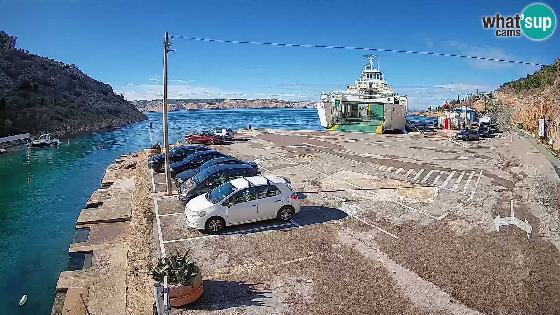 Webcam port de ferry de Prizna – vers l’île de Pag