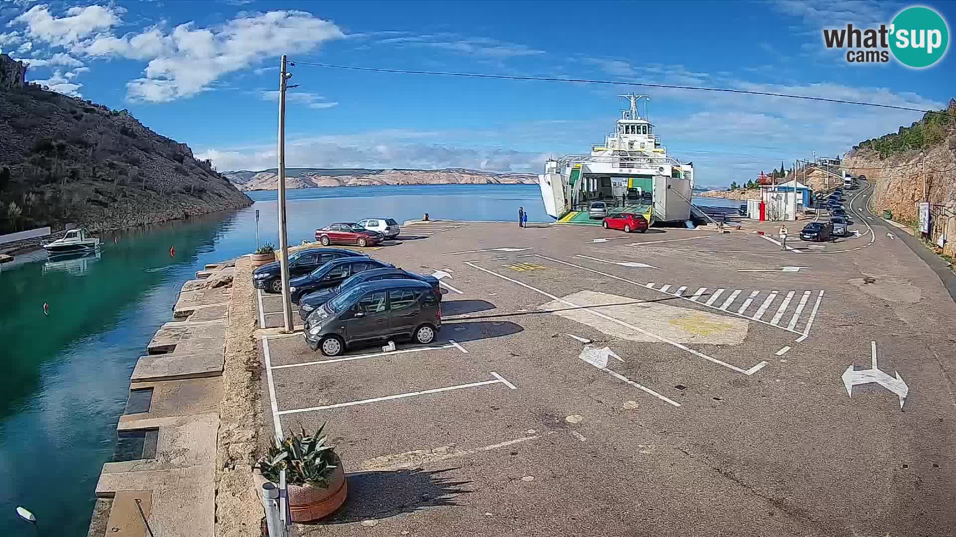 Webcam Prizna ferry port to Pag island