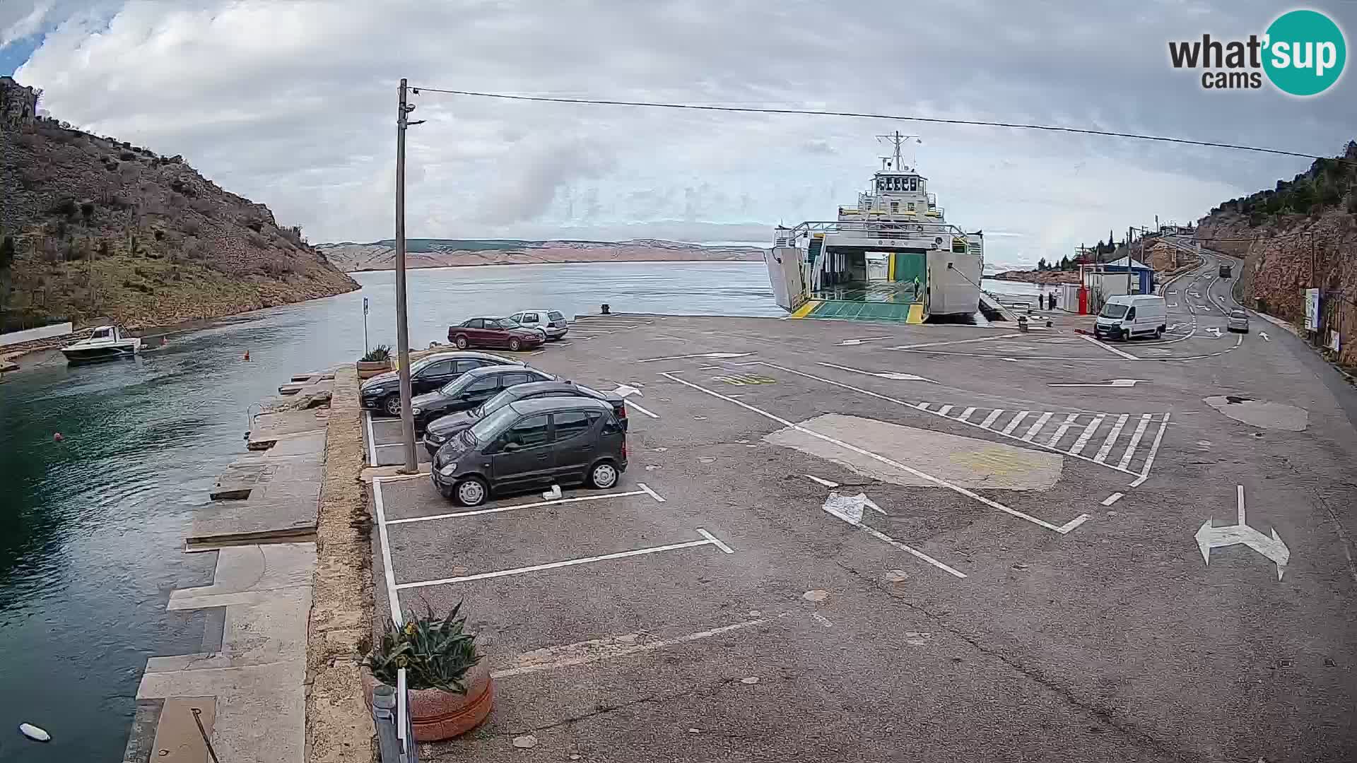 Webcam port de ferry de Prizna – vers l’île de Pag