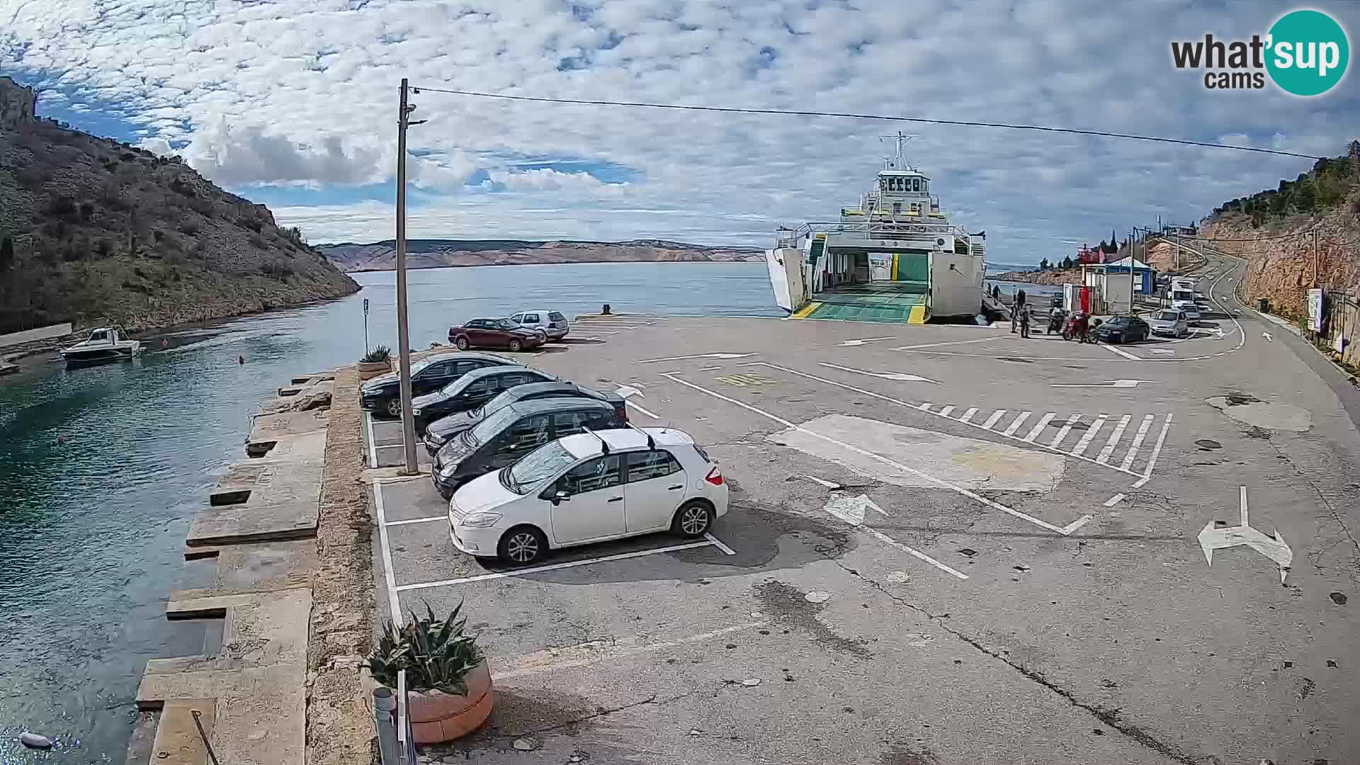 Webcam port de ferry de Prizna – vers l’île de Pag