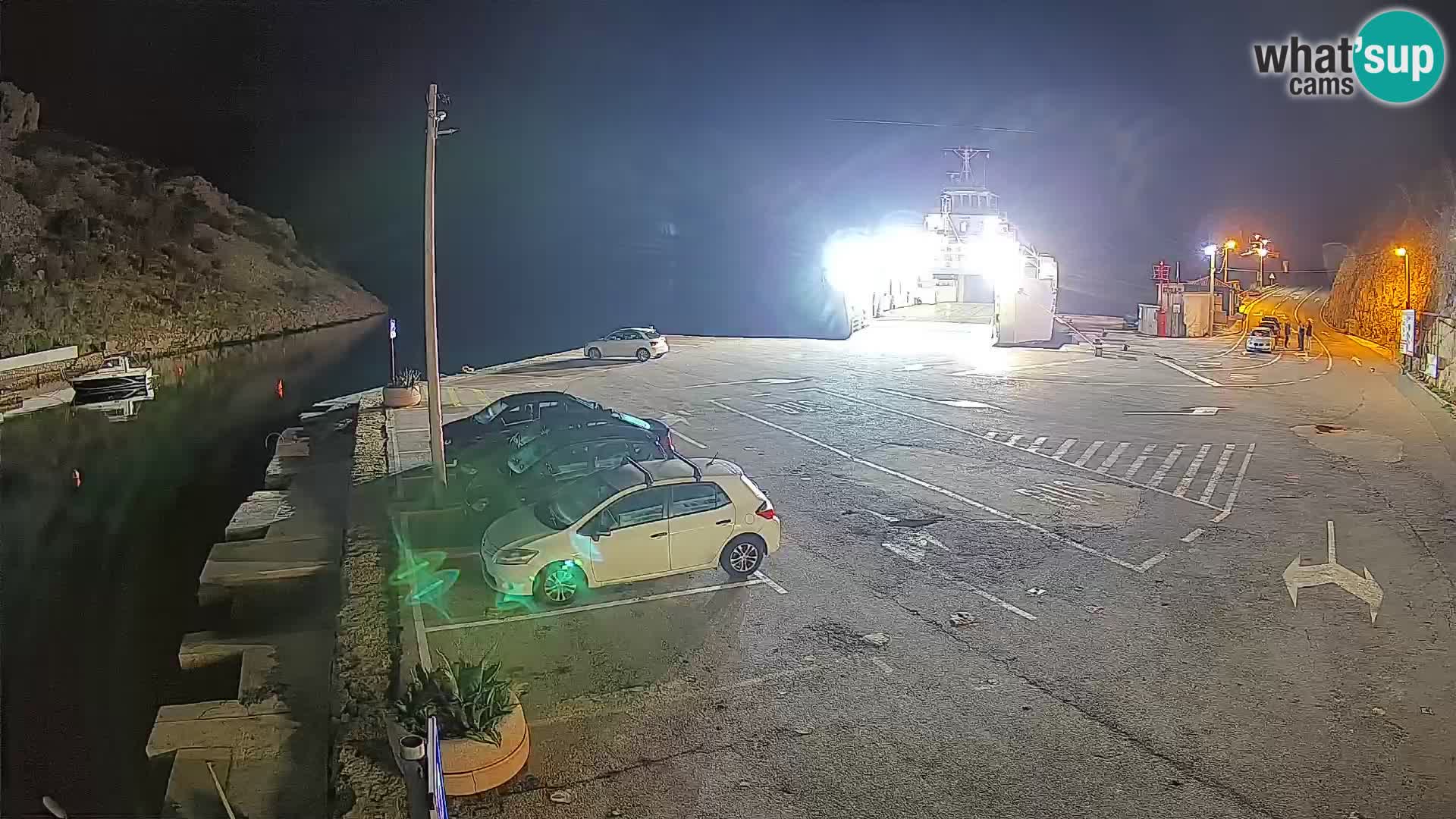 Webcam del puerto de ferris de Prizna – hacia la isla de Pag