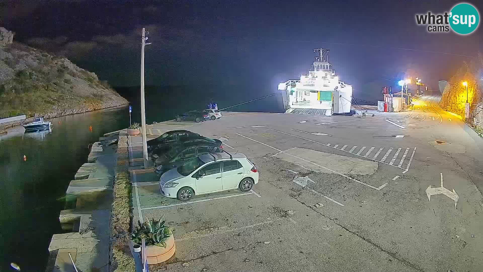 Webcam del puerto de ferris de Prizna – hacia la isla de Pag