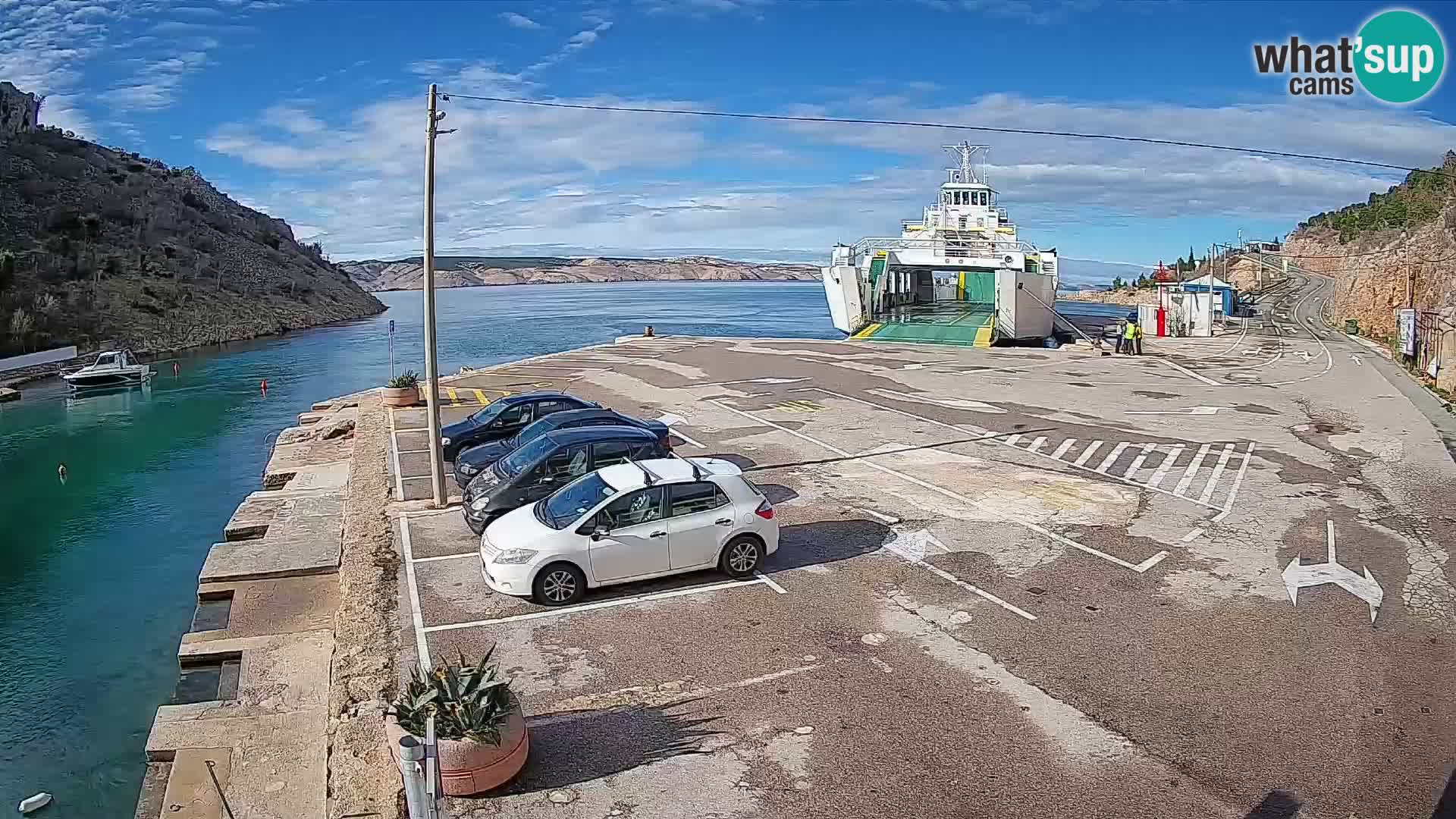 Webcam Fährhafen Prizna – zur Insel Pag