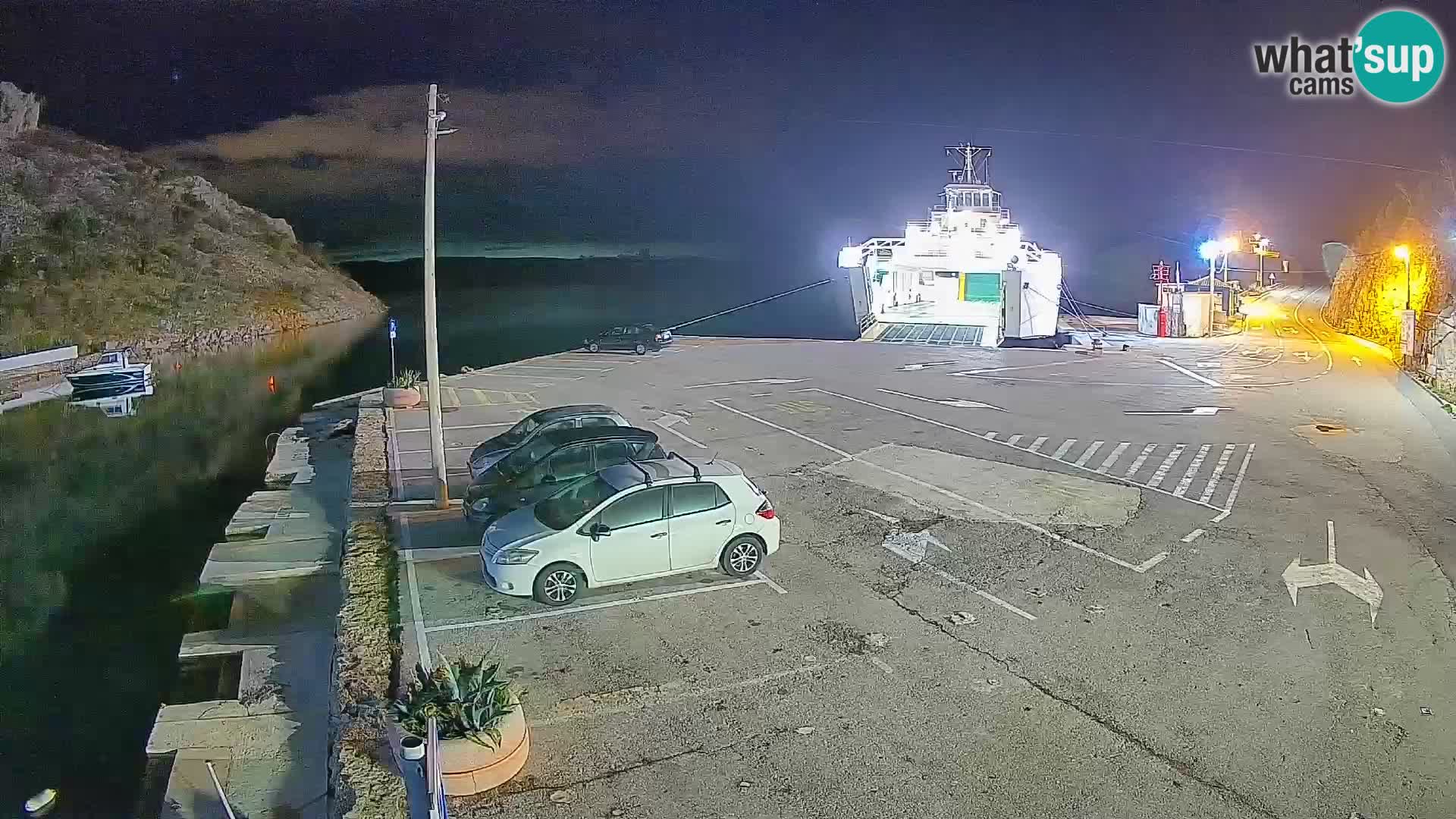 Webcam del puerto de ferris de Prizna – hacia la isla de Pag