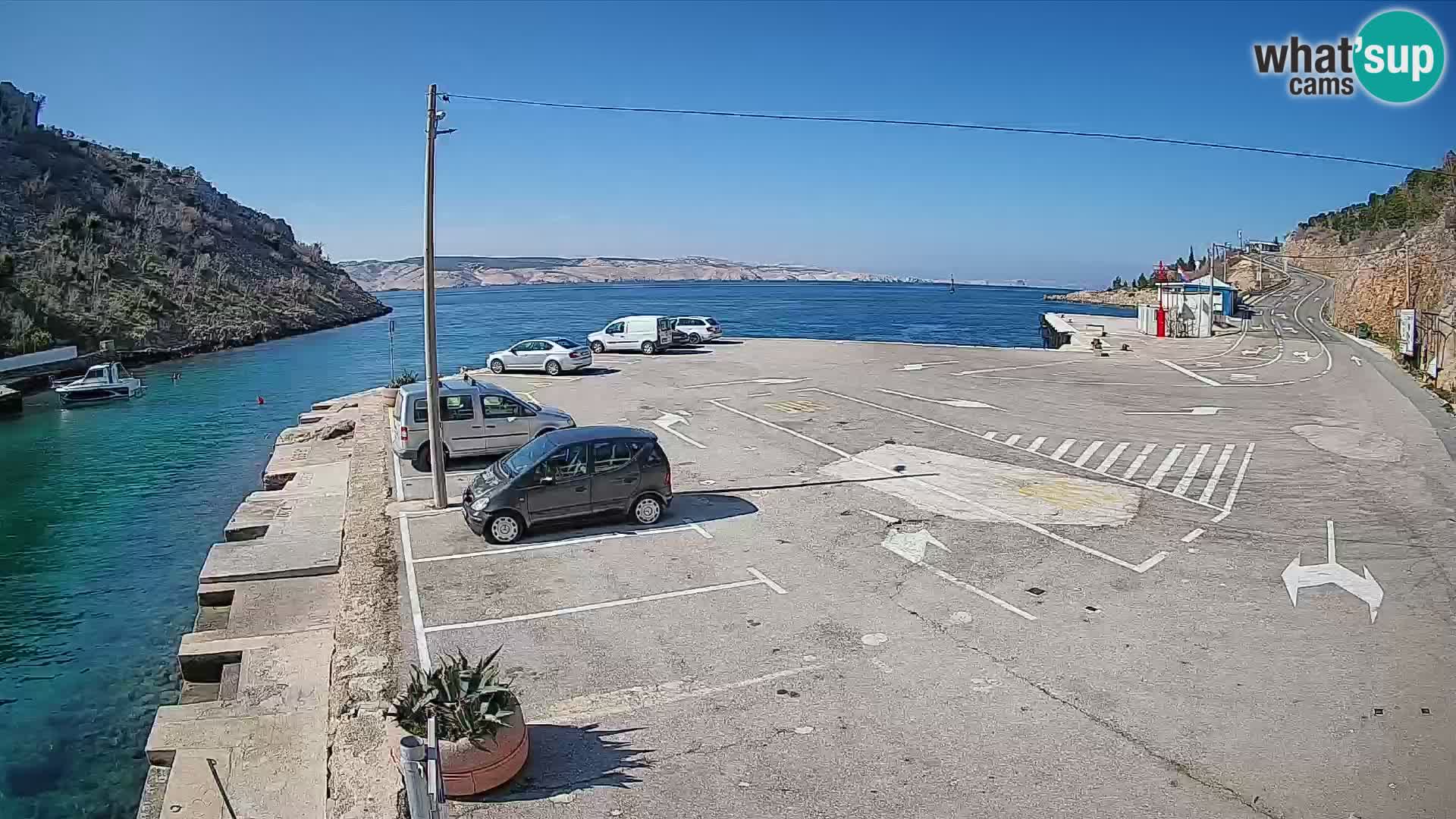 Web kamera trajektna luka Prizna – prema otoku Pag