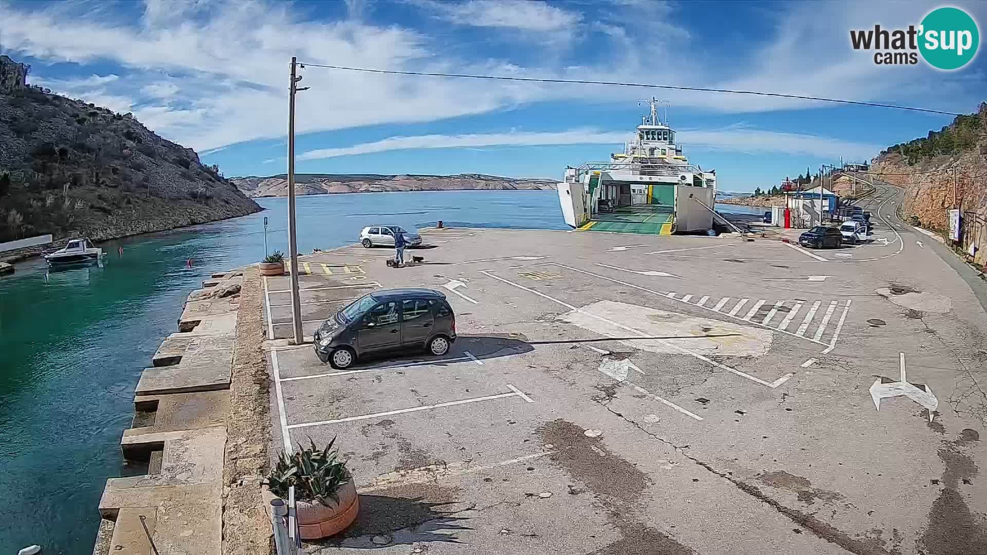 Webcam port de ferry de Prizna – vers l’île de Pag