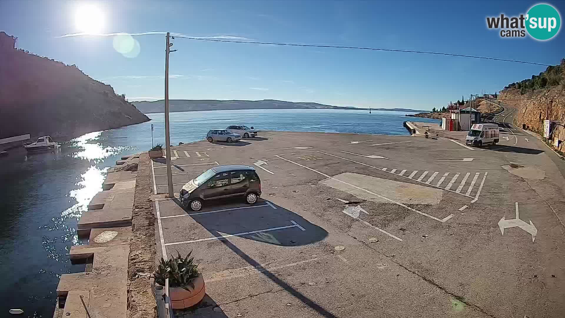 Web kamera trajektna luka Prizna – prema otoku Pag