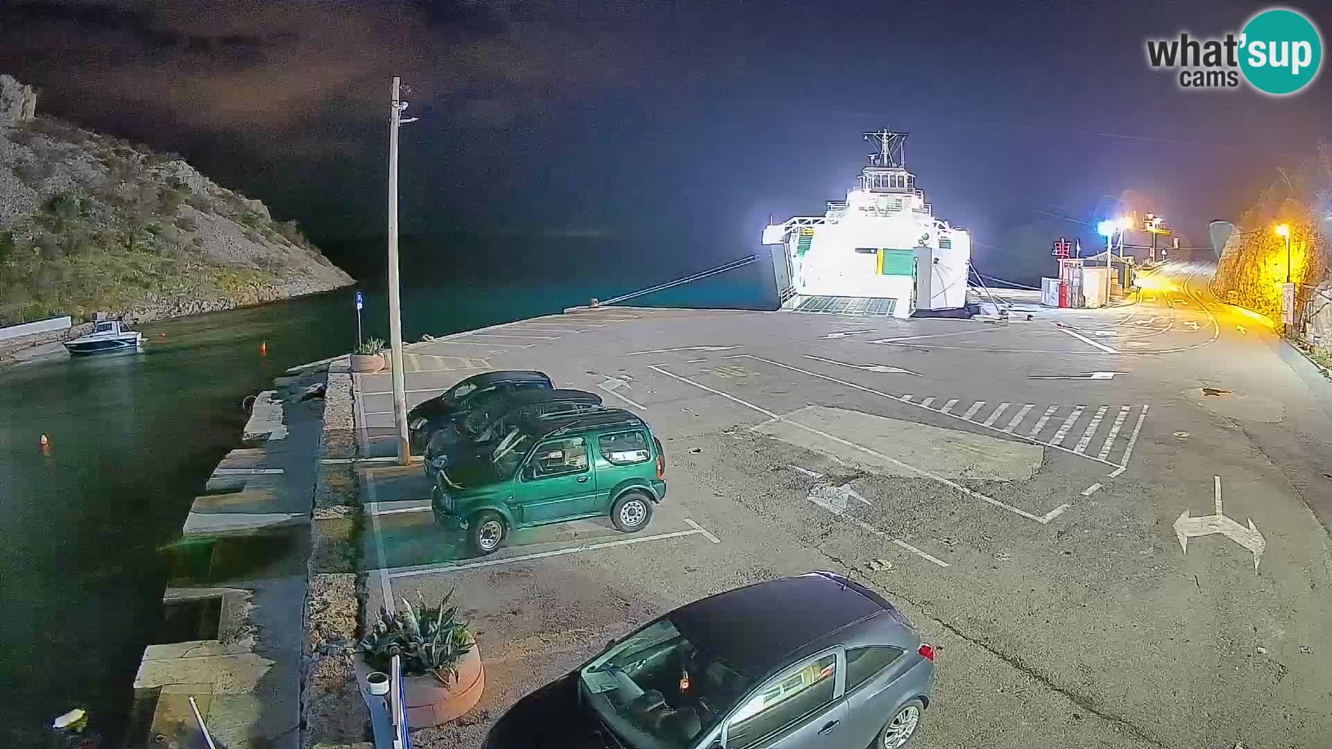 Webcam del puerto de ferris de Prizna – hacia la isla de Pag