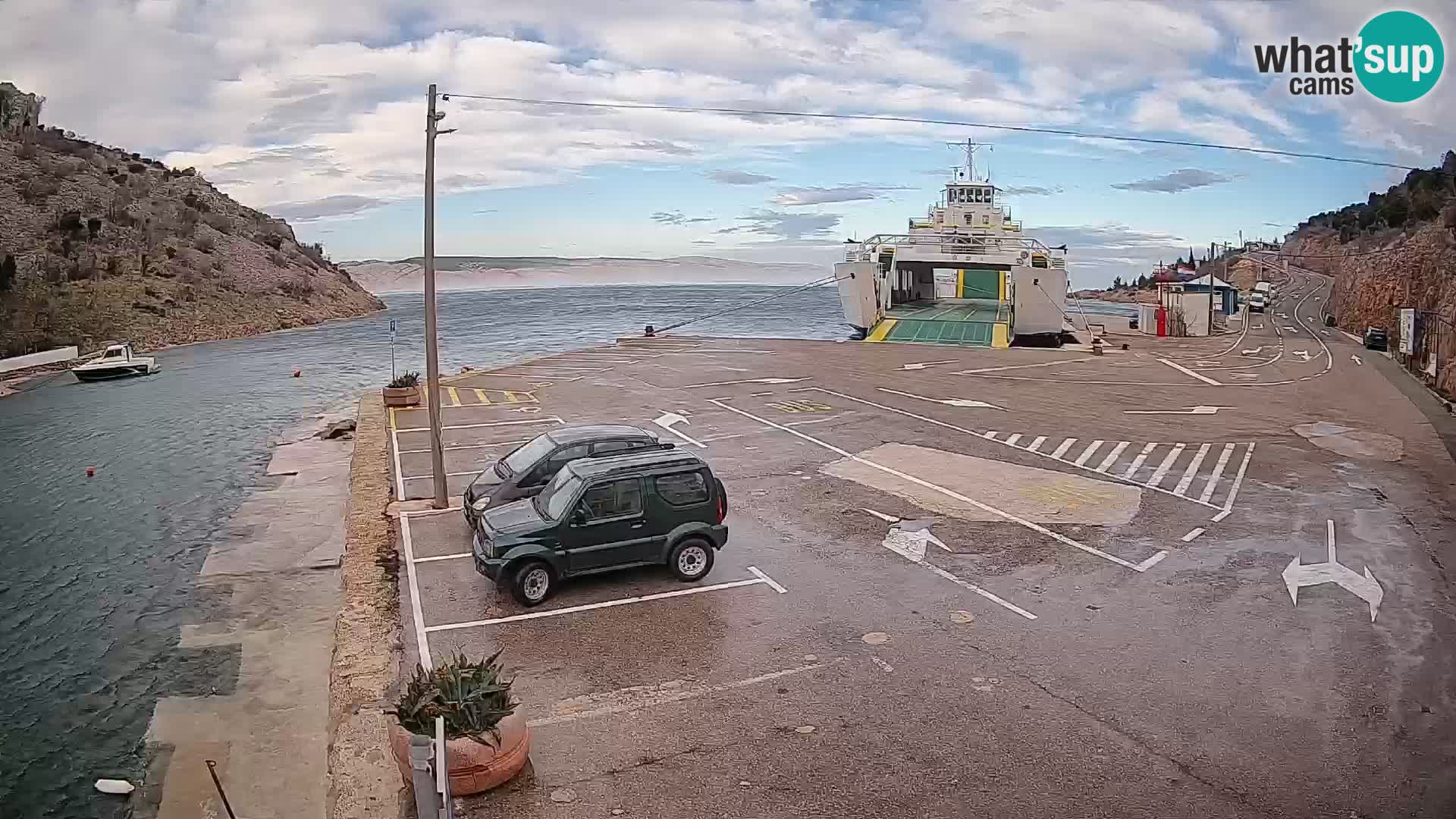 Webcam Fährhafen Prizna – zur Insel Pag