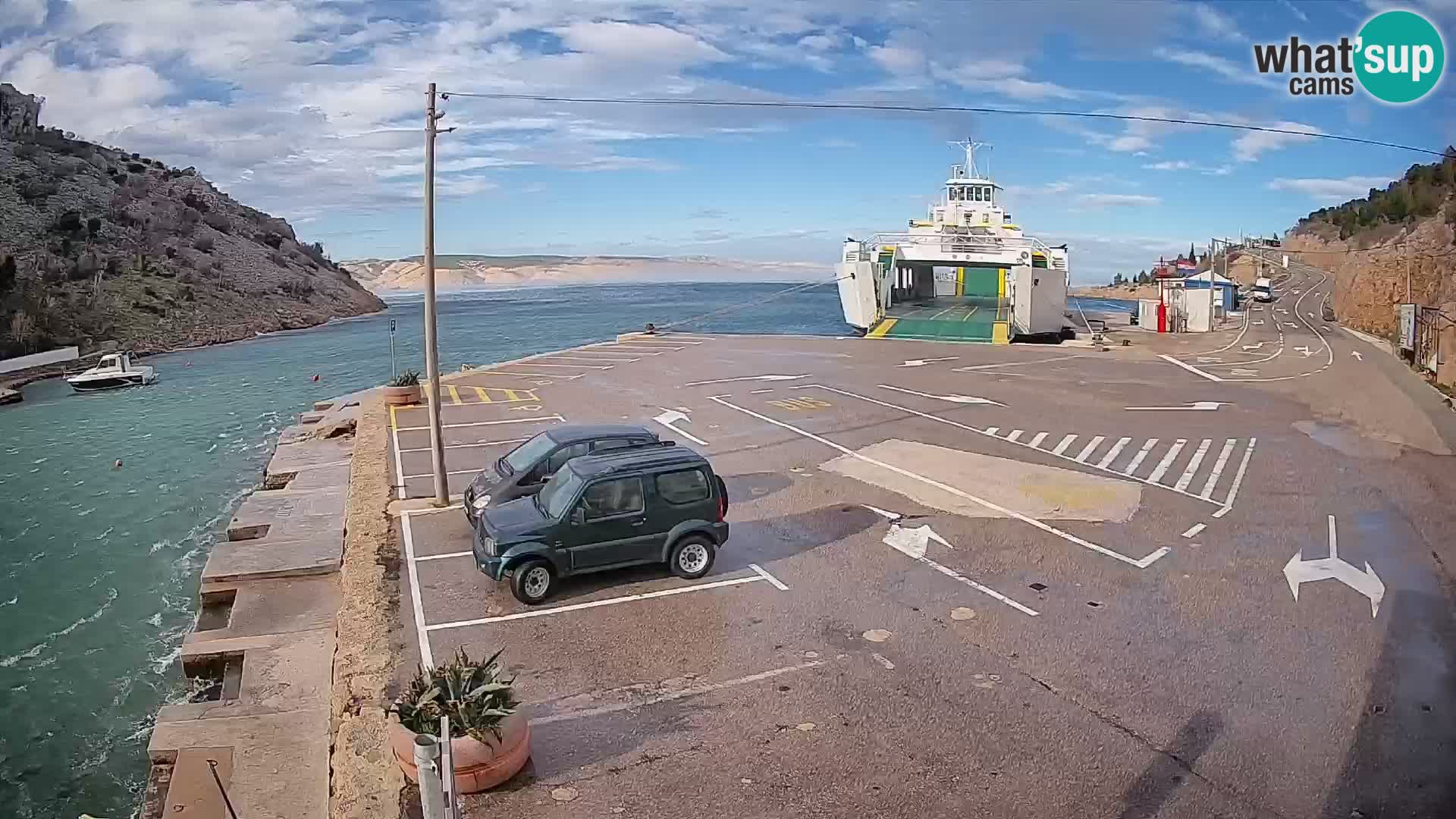 Webcam port de ferry de Prizna – vers l’île de Pag