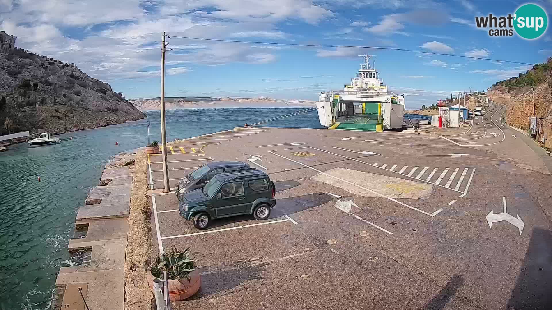Webcam port de ferry de Prizna – vers l’île de Pag
