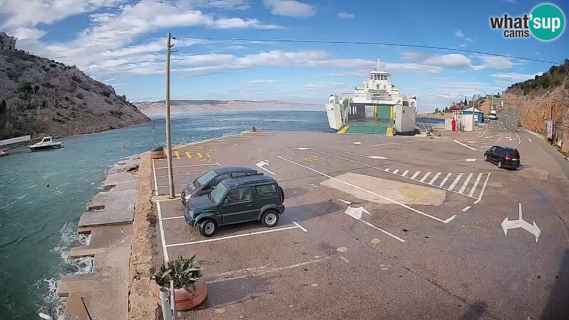 Webcam port de ferry de Prizna – vers l’île de Pag