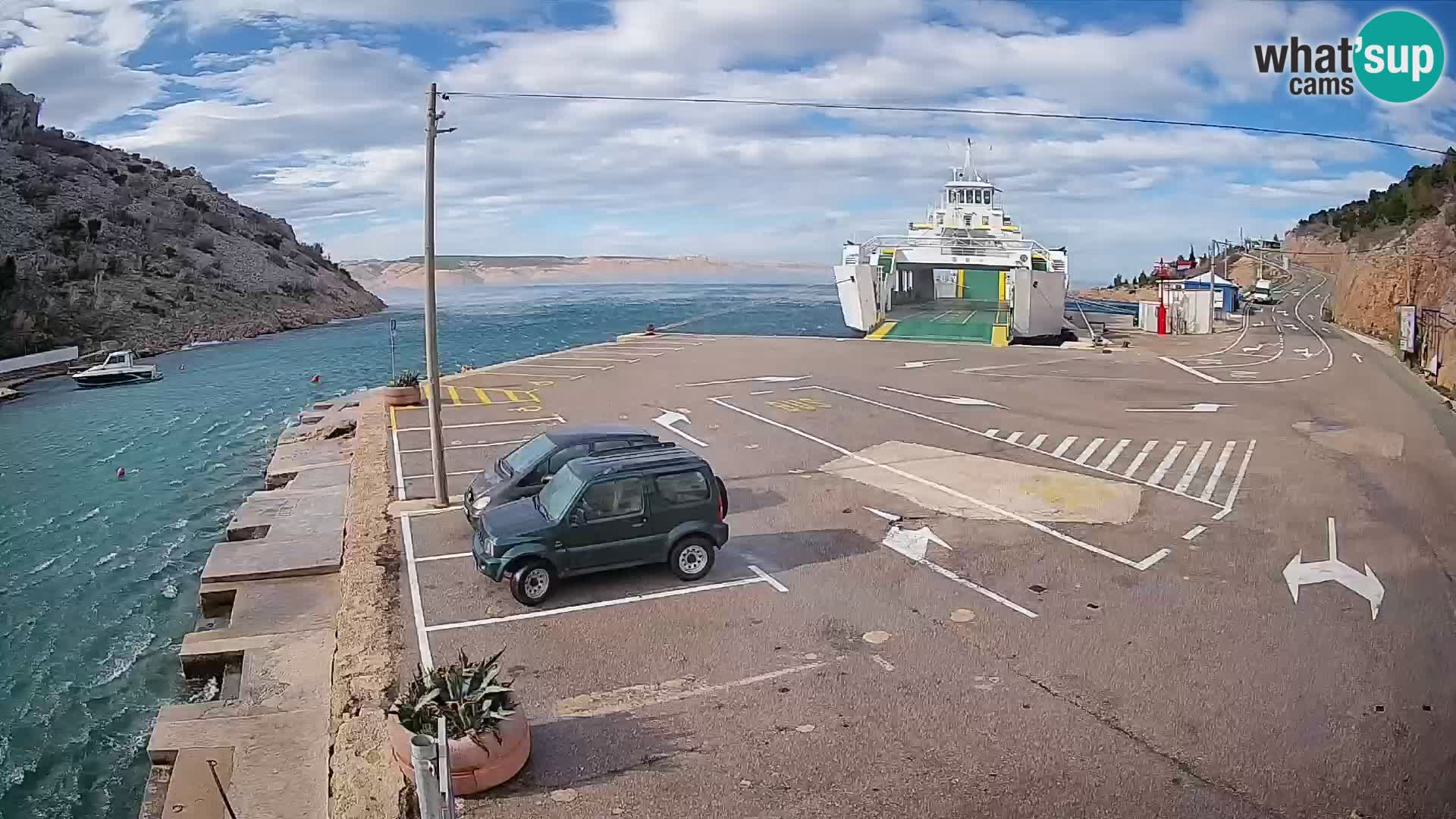 Webcam Fährhafen Prizna – zur Insel Pag