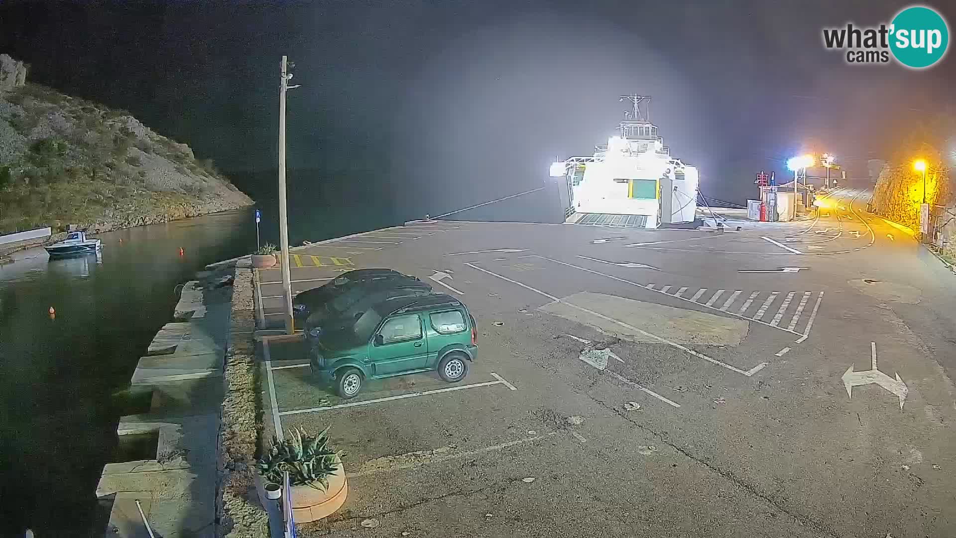 Webcam del puerto de ferris de Prizna – hacia la isla de Pag