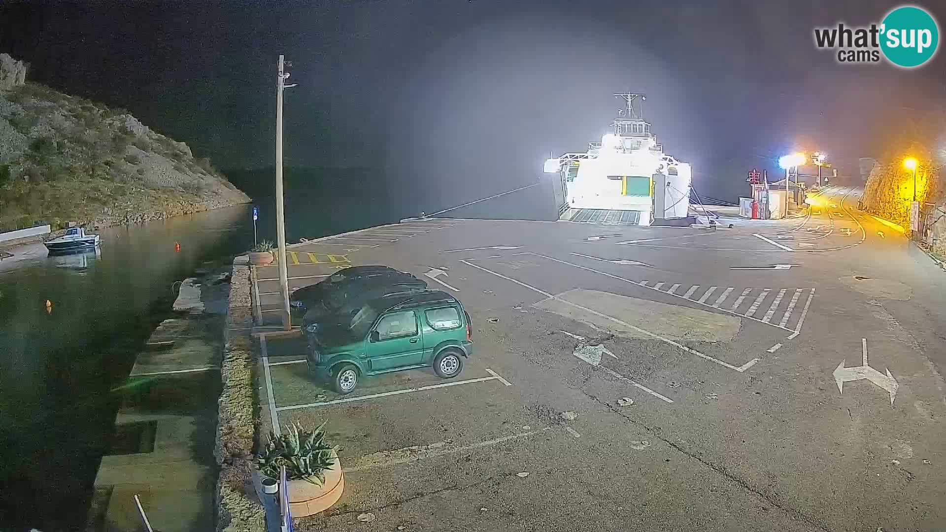 Webcam del puerto de ferris de Prizna – hacia la isla de Pag