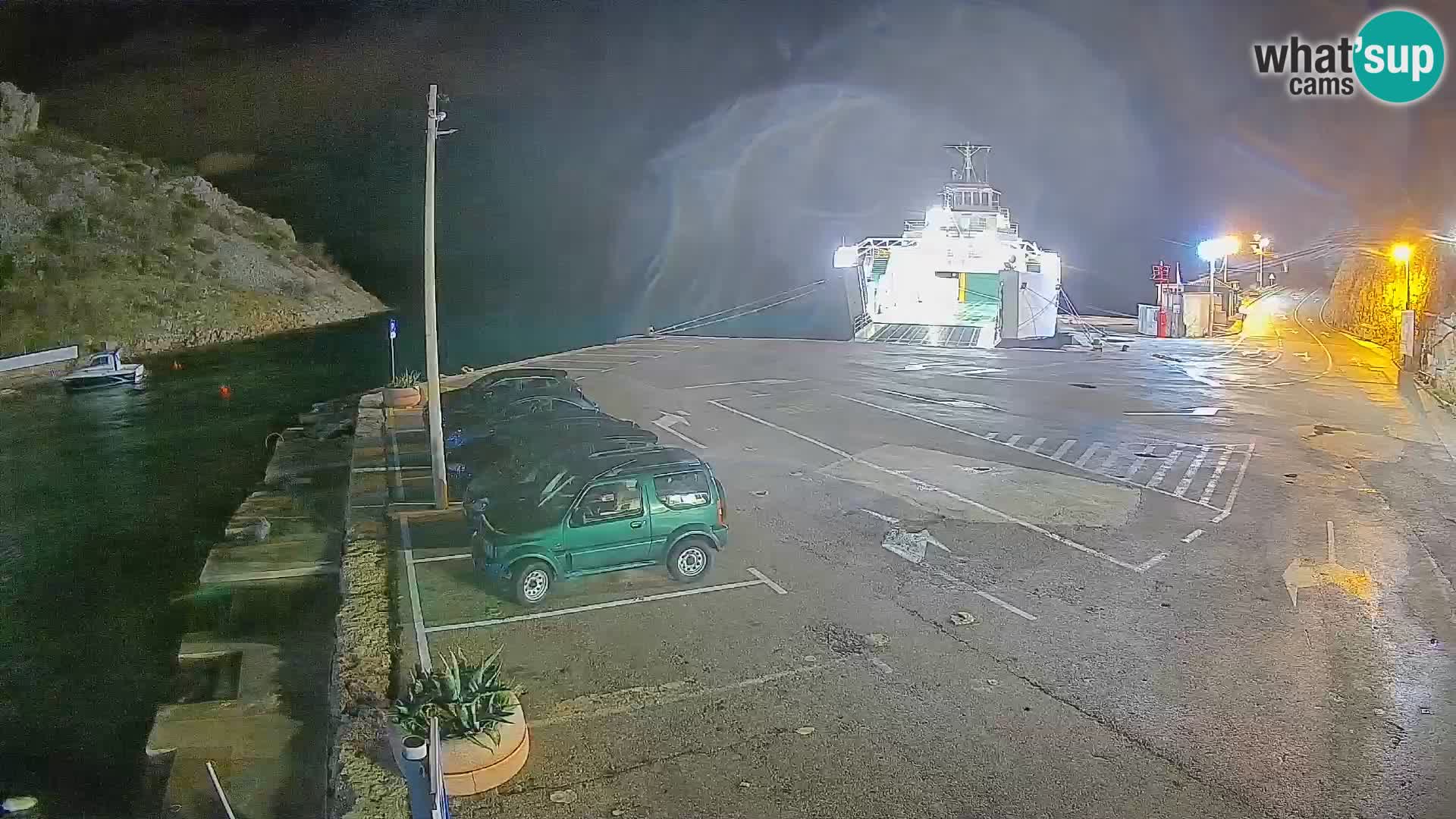 Webcam del puerto de ferris de Prizna – hacia la isla de Pag