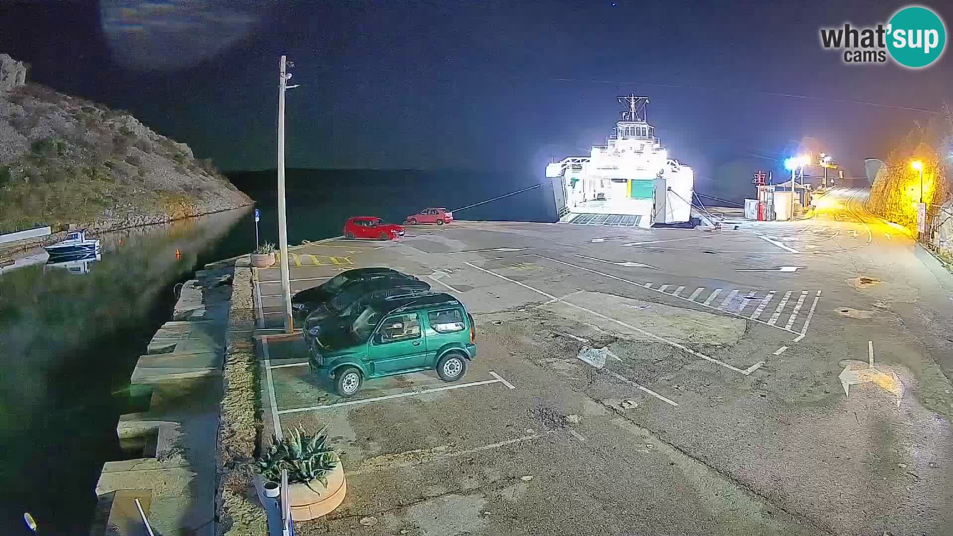 Web kamera trajektna luka Prizna – prema otoku Pag