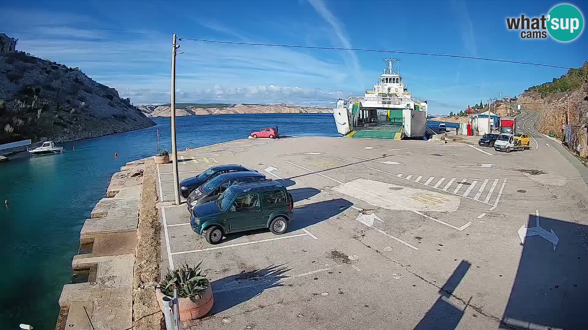 Webcam port de ferry de Prizna – vers l’île de Pag