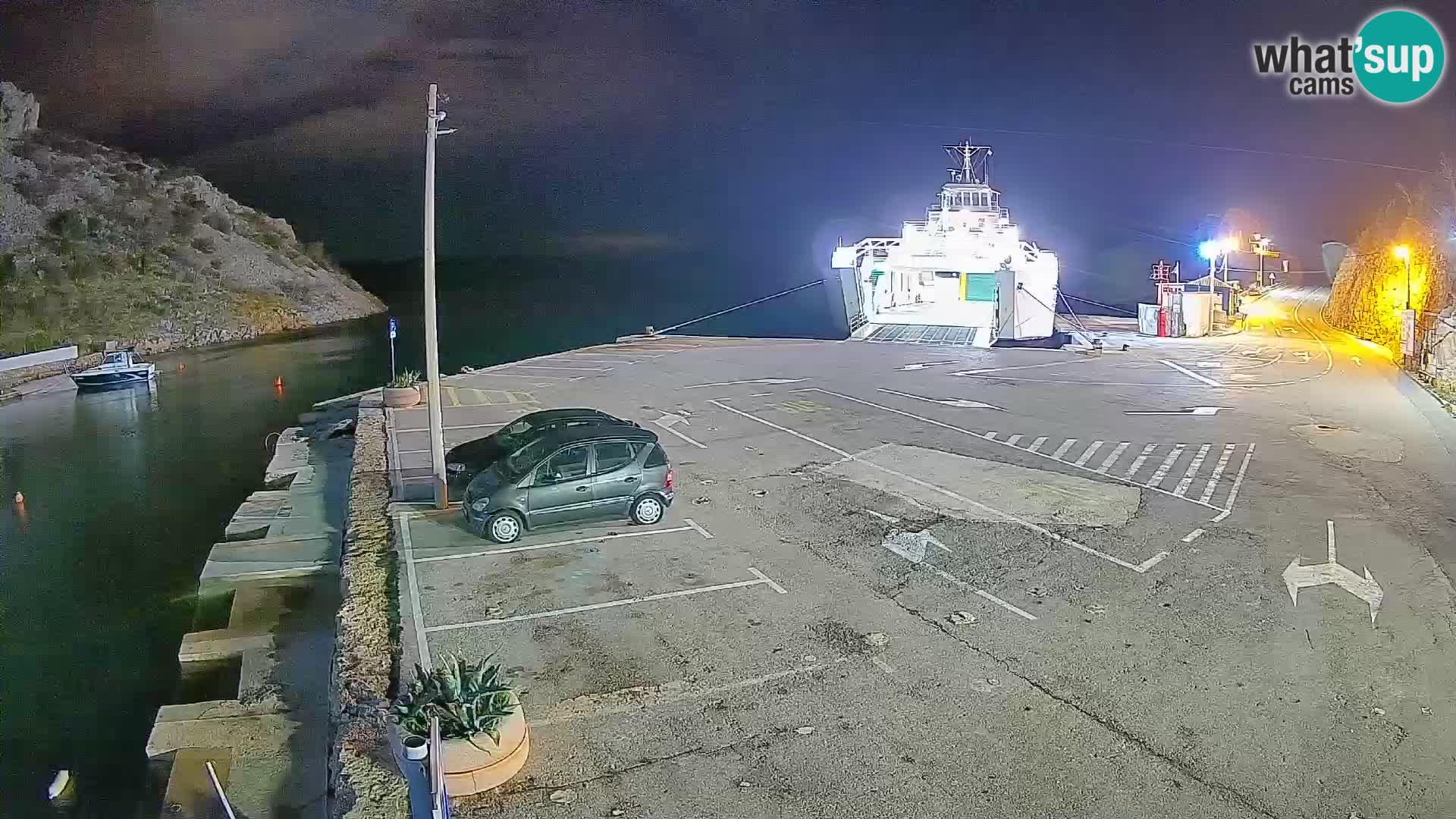 Web kamera trajektna luka Prizna – prema otoku Pag