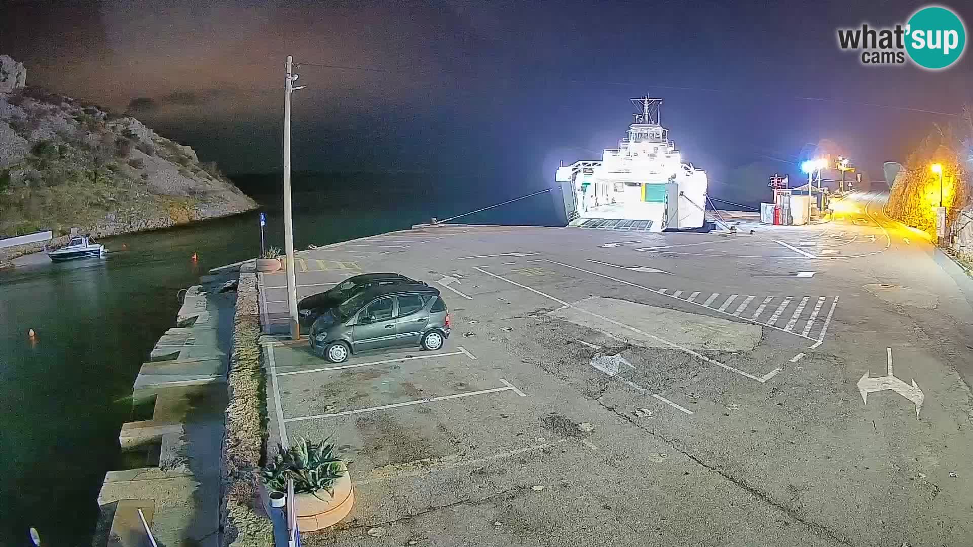 Webcam del puerto de ferris de Prizna – hacia la isla de Pag