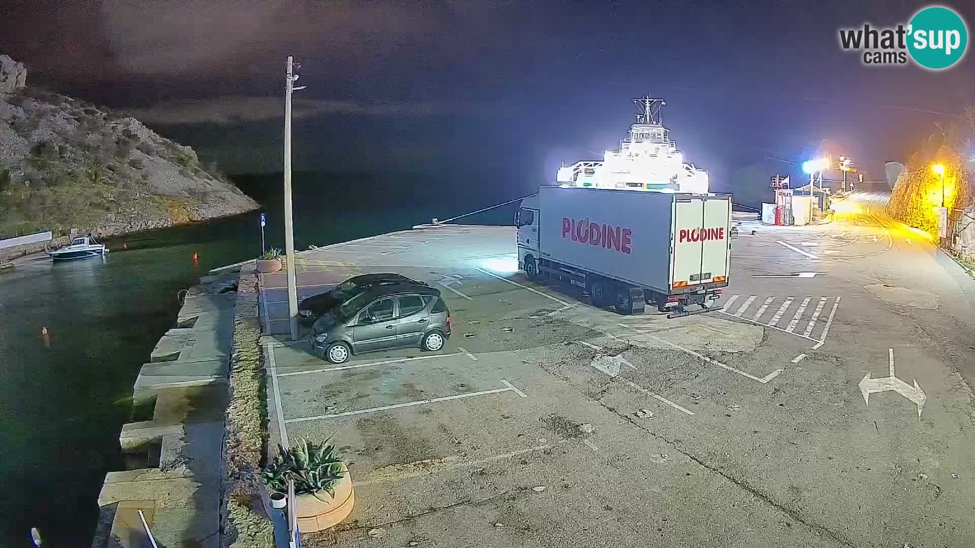 Webcam del puerto de ferris de Prizna – hacia la isla de Pag