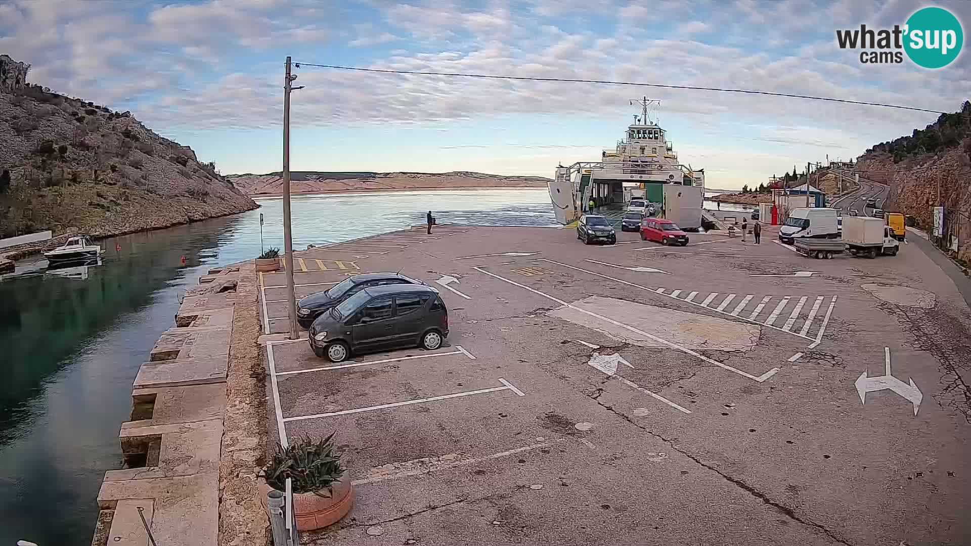 Webcam port de ferry de Prizna – vers l’île de Pag