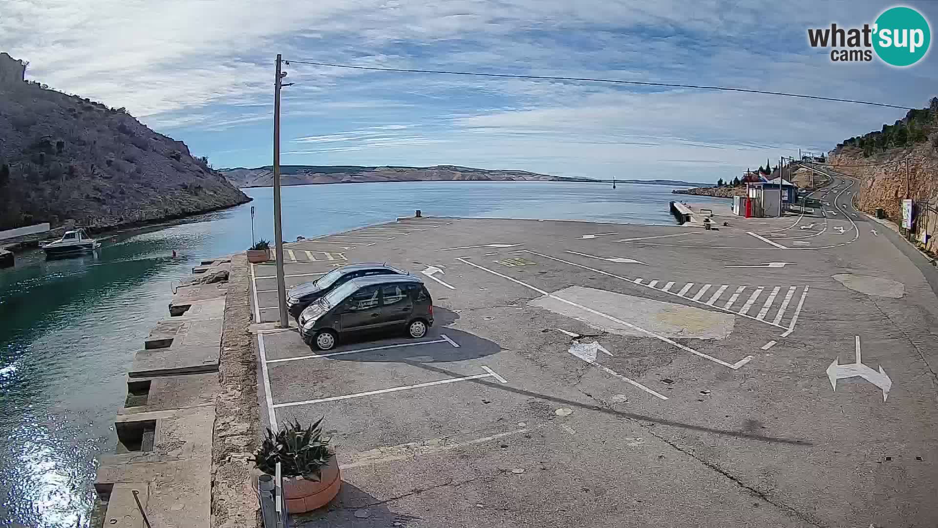Webcam port de ferry de Prizna – vers l’île de Pag