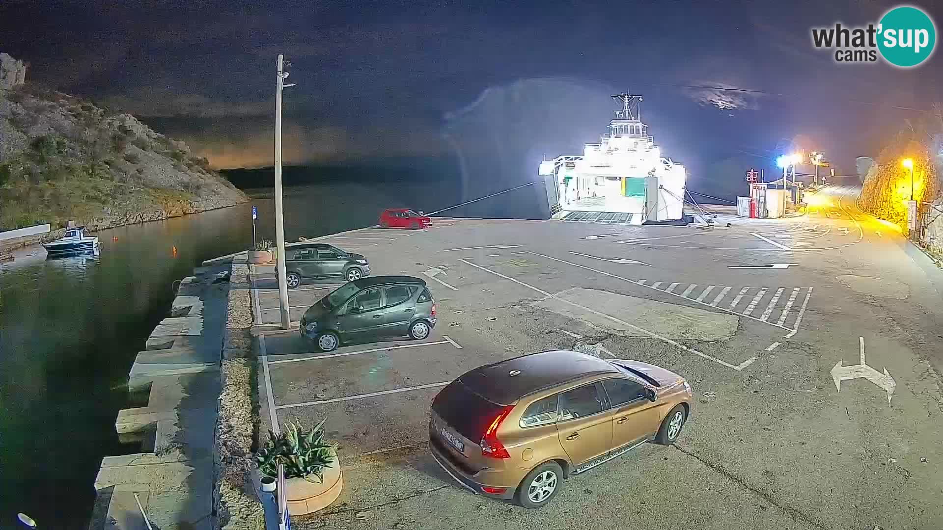 Webcam del puerto de ferris de Prizna – hacia la isla de Pag