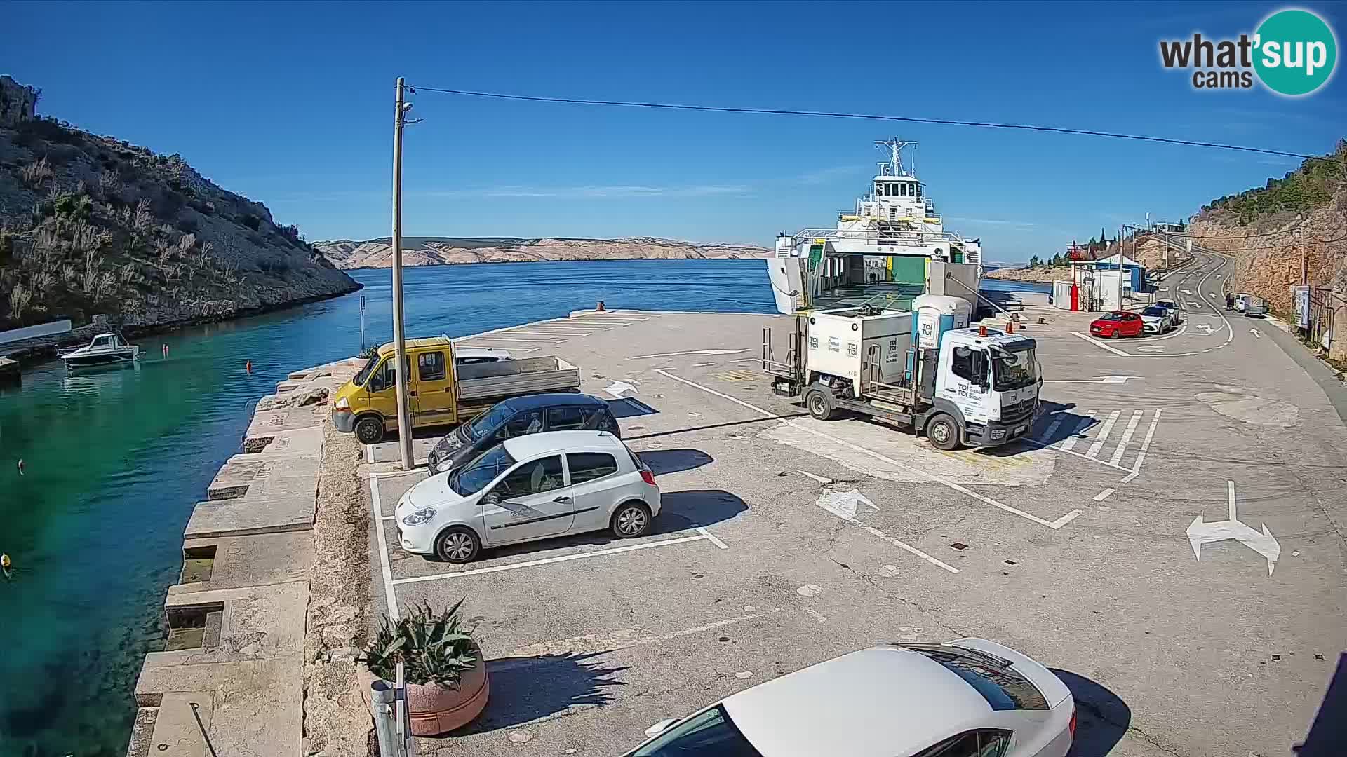 Webcam Fährhafen Prizna – zur Insel Pag