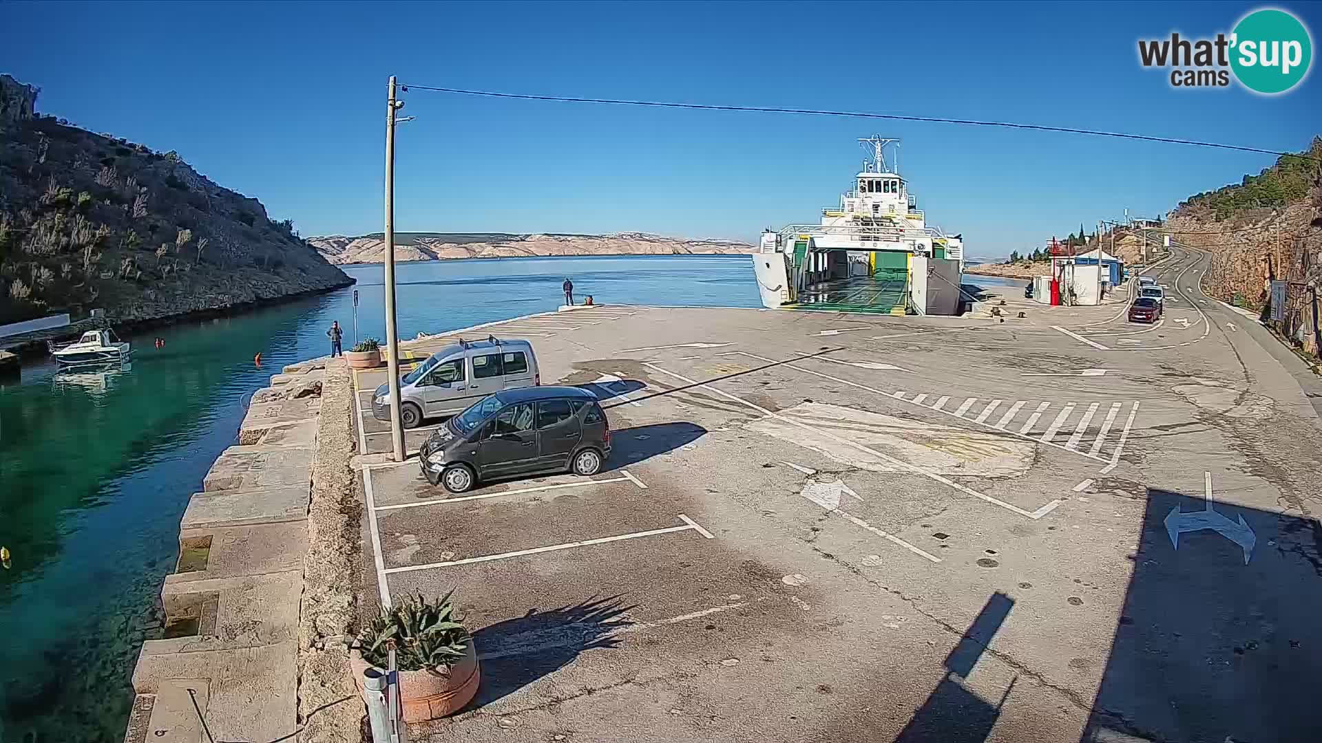 Webcam port de ferry de Prizna – vers l’île de Pag