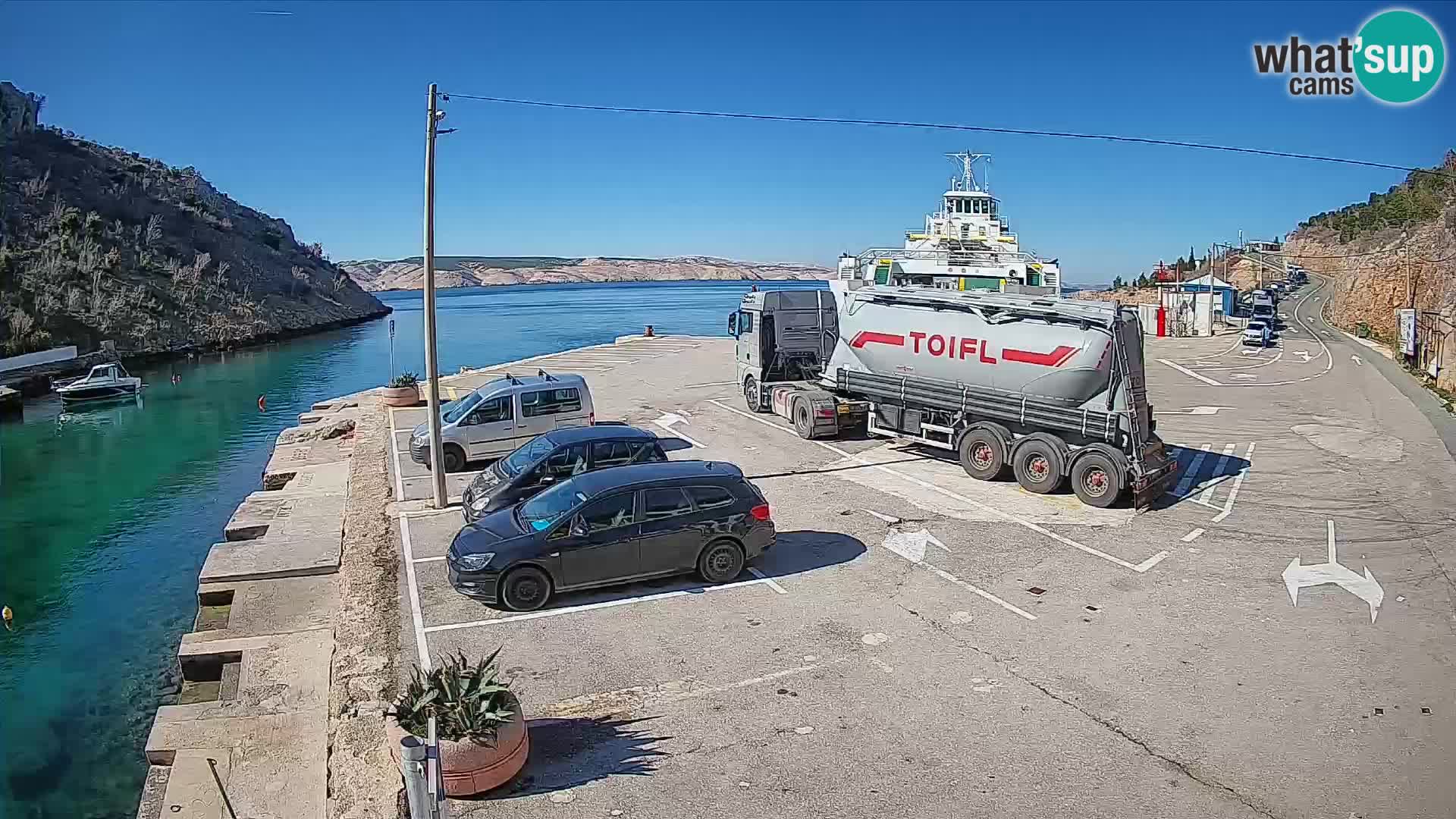 Webcam port de ferry de Prizna – vers l’île de Pag