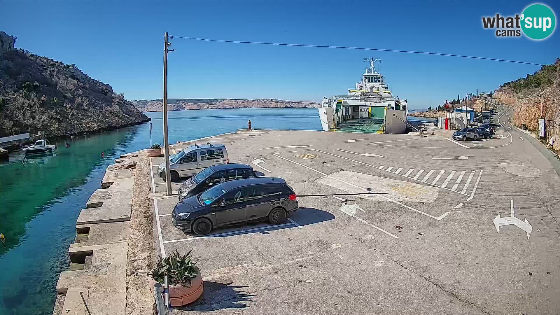 Webcam Fährhafen Prizna – zur Insel Pag