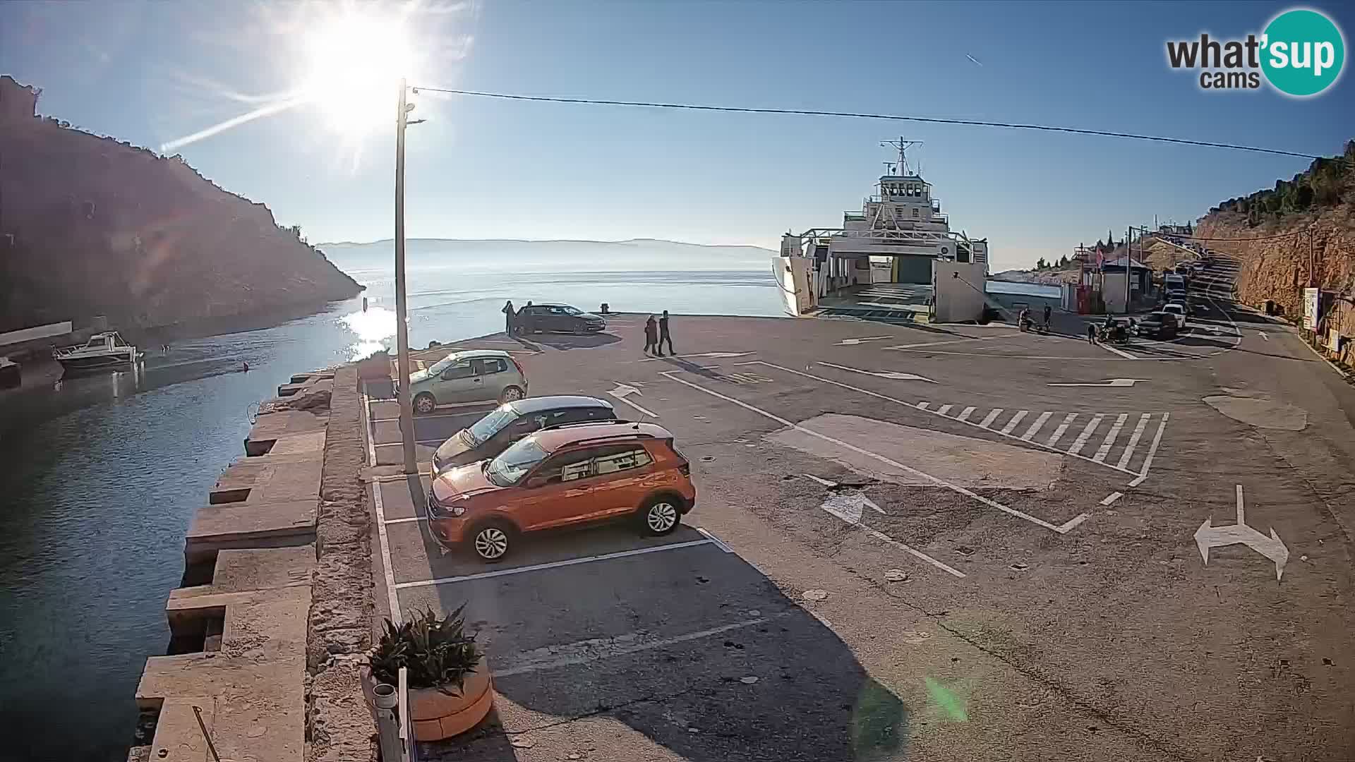 Webcam port de ferry de Prizna – vers l’île de Pag