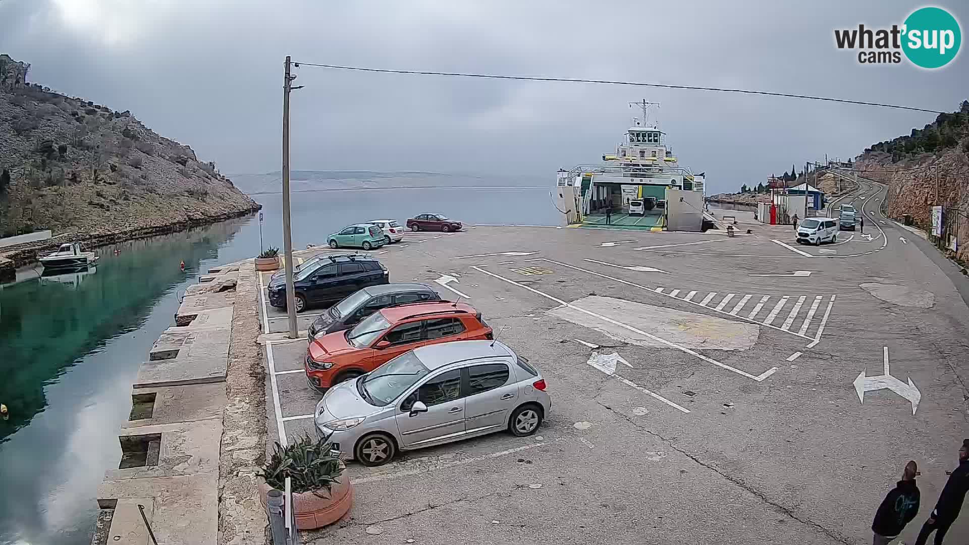 Webcam del puerto de ferris de Prizna – hacia la isla de Pag