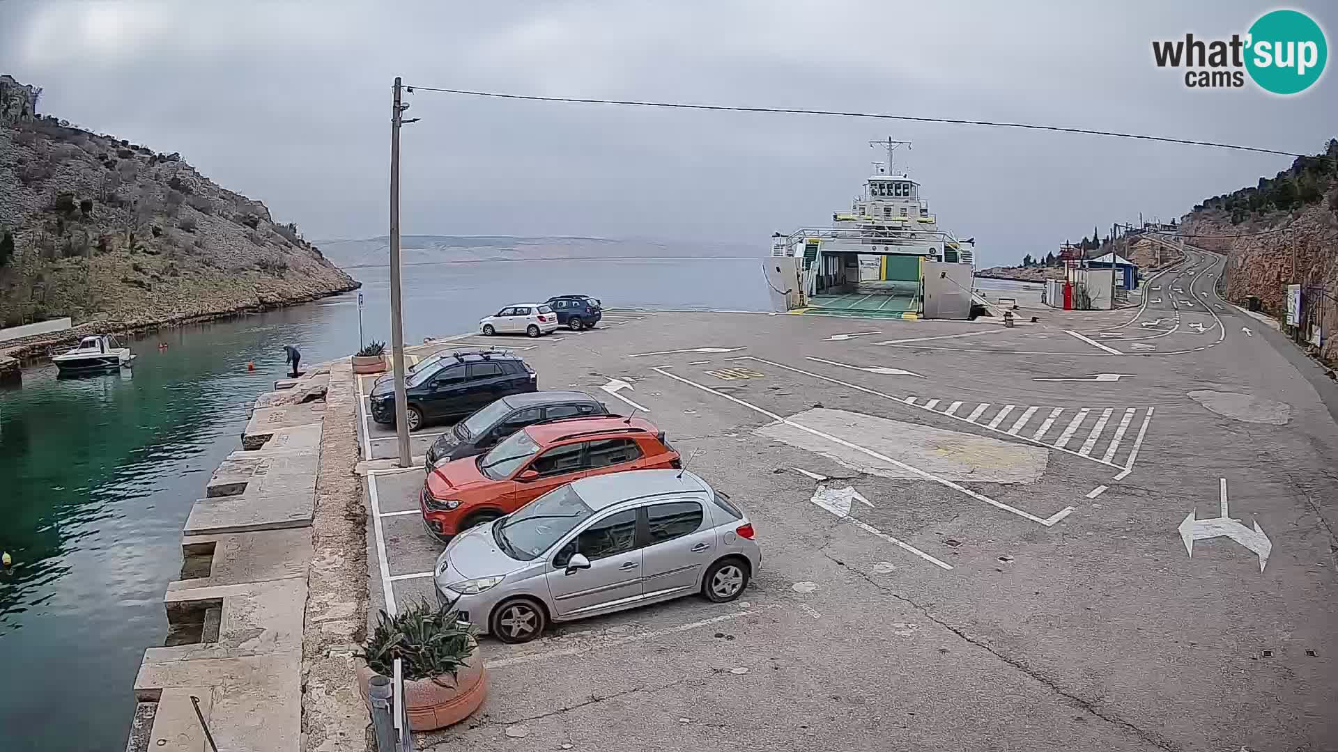 Webcam port de ferry de Prizna – vers l’île de Pag