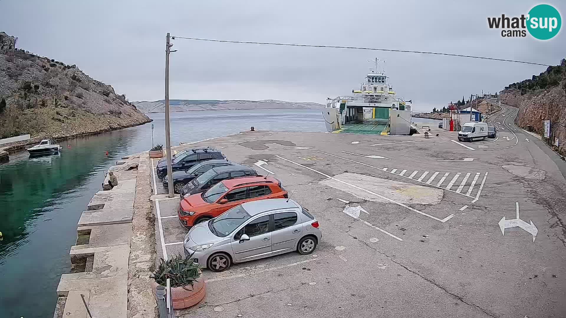 Webcam port de ferry de Prizna – vers l’île de Pag