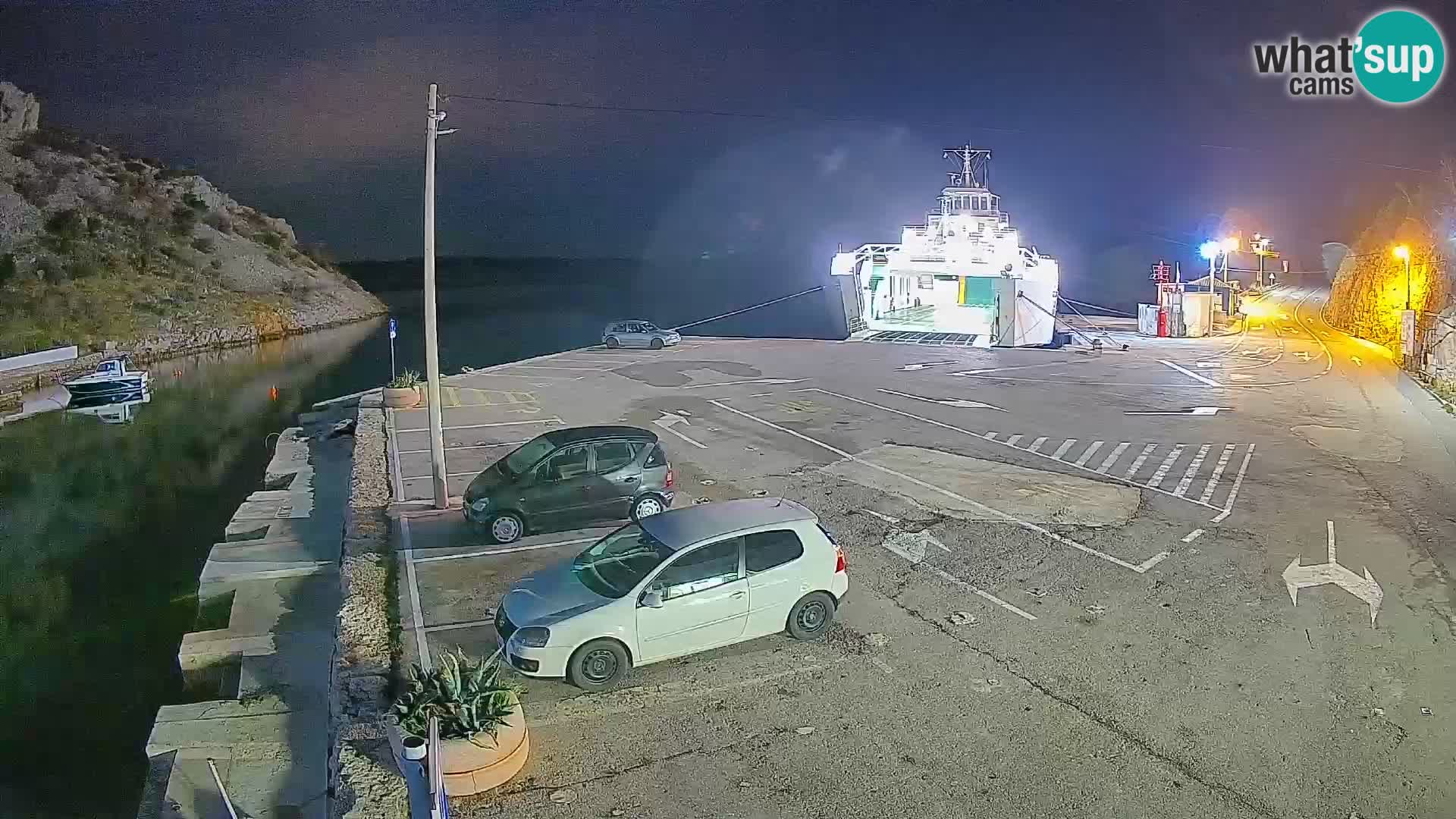 Webcam del puerto de ferris de Prizna – hacia la isla de Pag