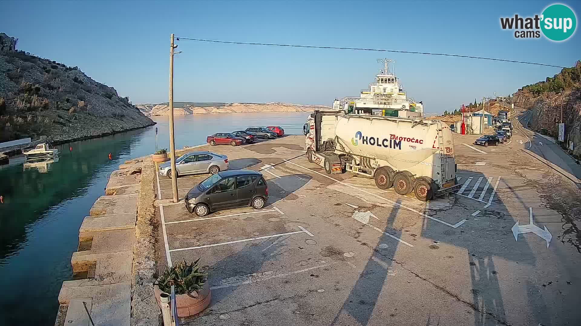 Webcam Fährhafen Prizna – zur Insel Pag