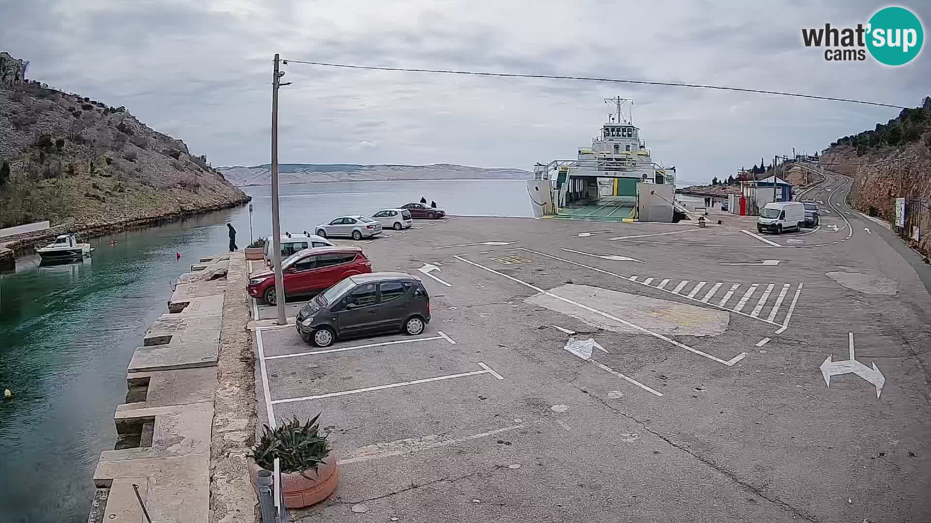 Webcam port de ferry de Prizna – vers l’île de Pag