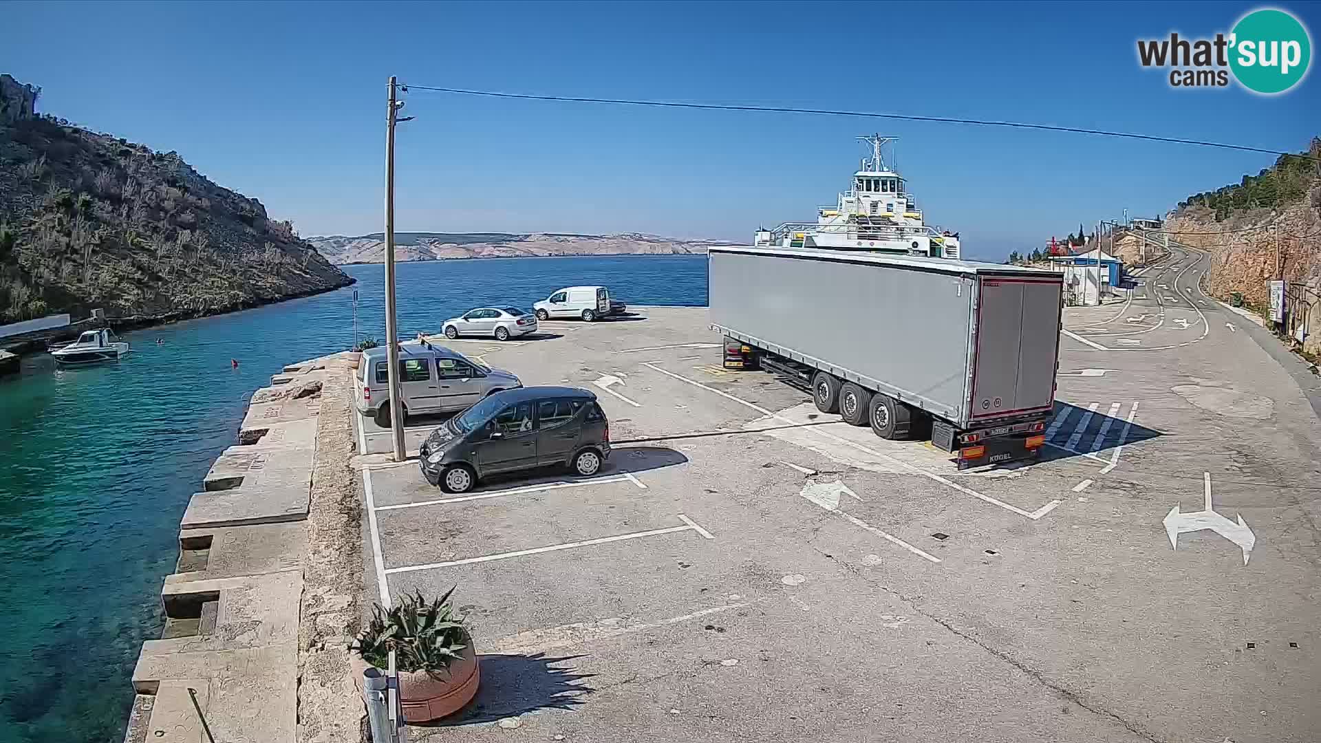 Webcam port de ferry de Prizna – vers l’île de Pag
