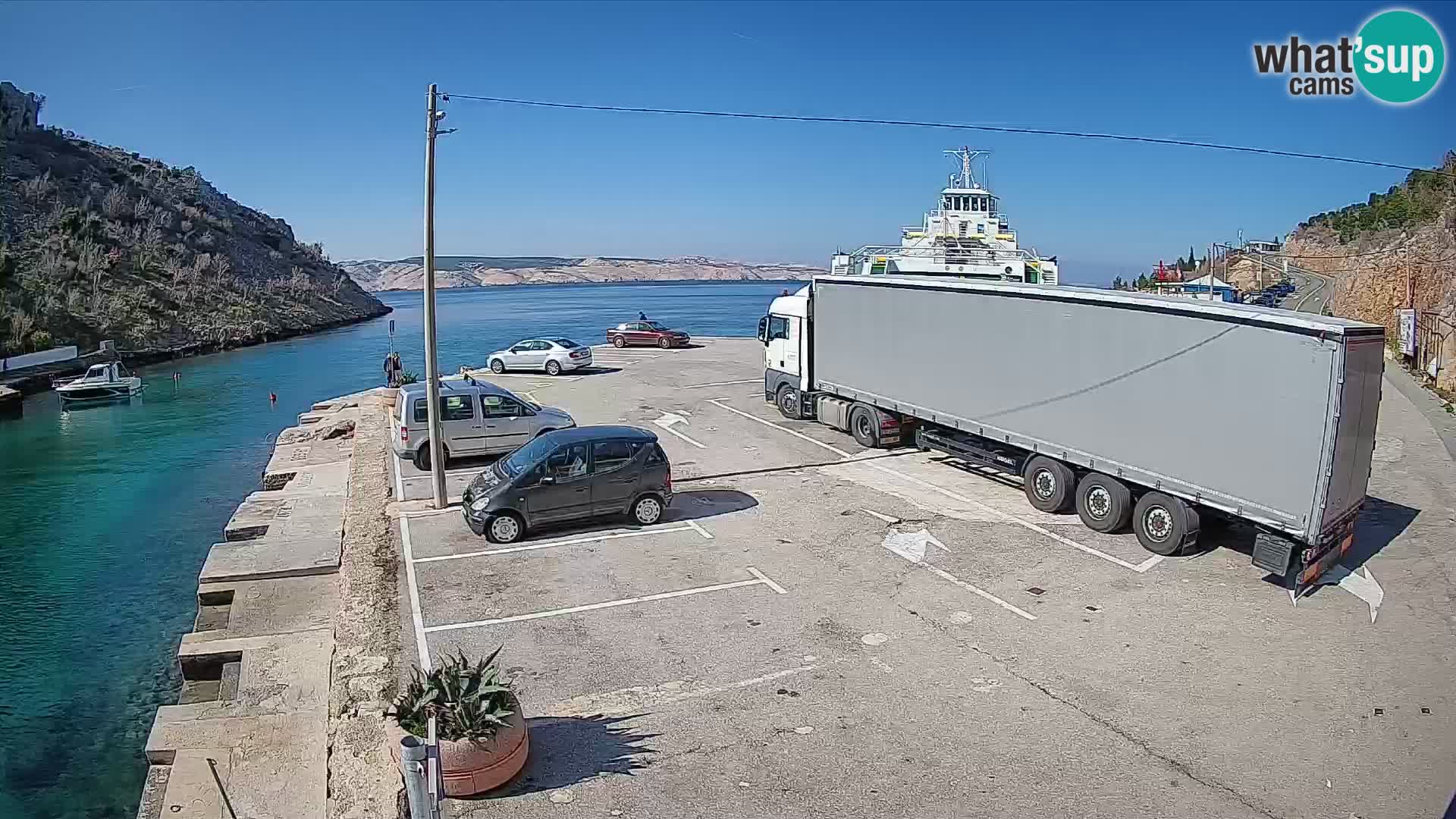 Webcam port de ferry de Prizna – vers l’île de Pag