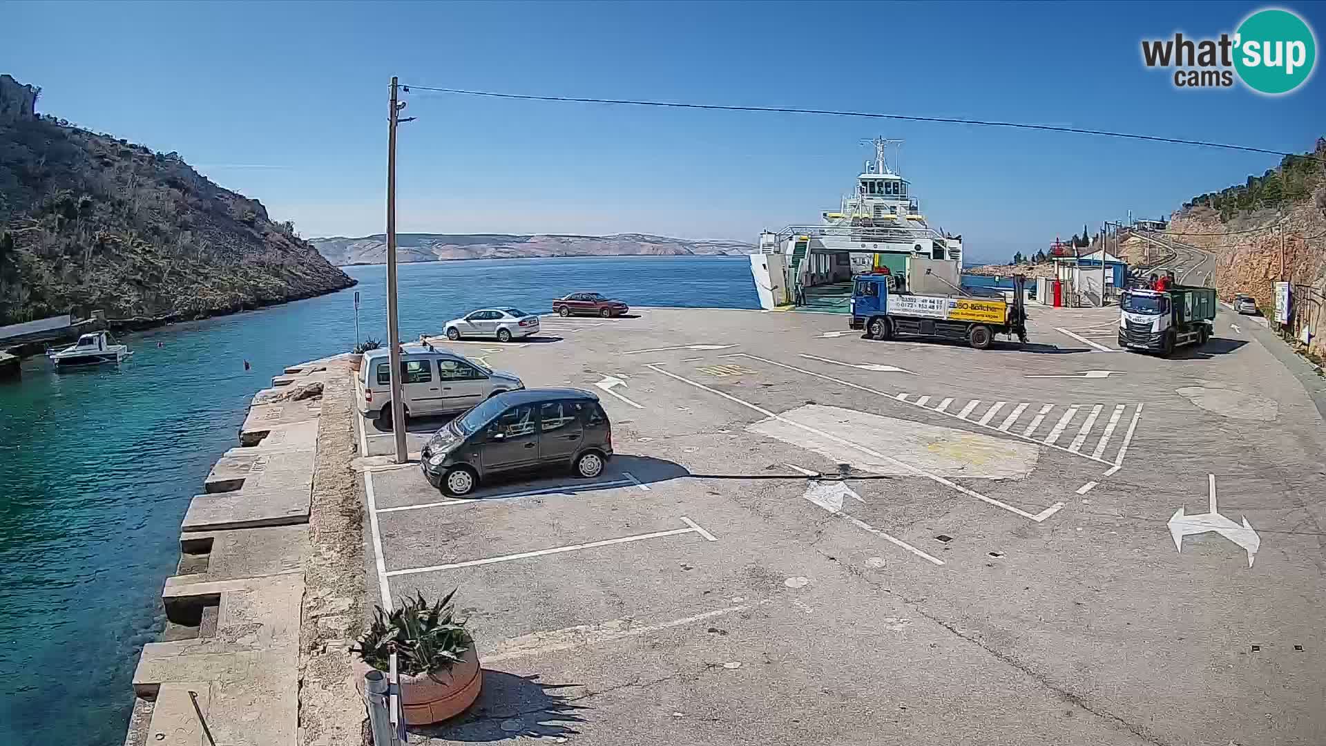 Webcam port de ferry de Prizna – vers l’île de Pag