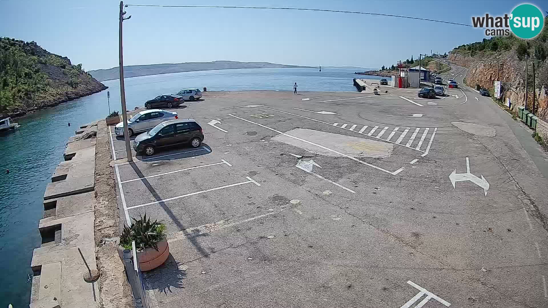 Webcam del puerto de ferris de Prizna – hacia la isla de Pag