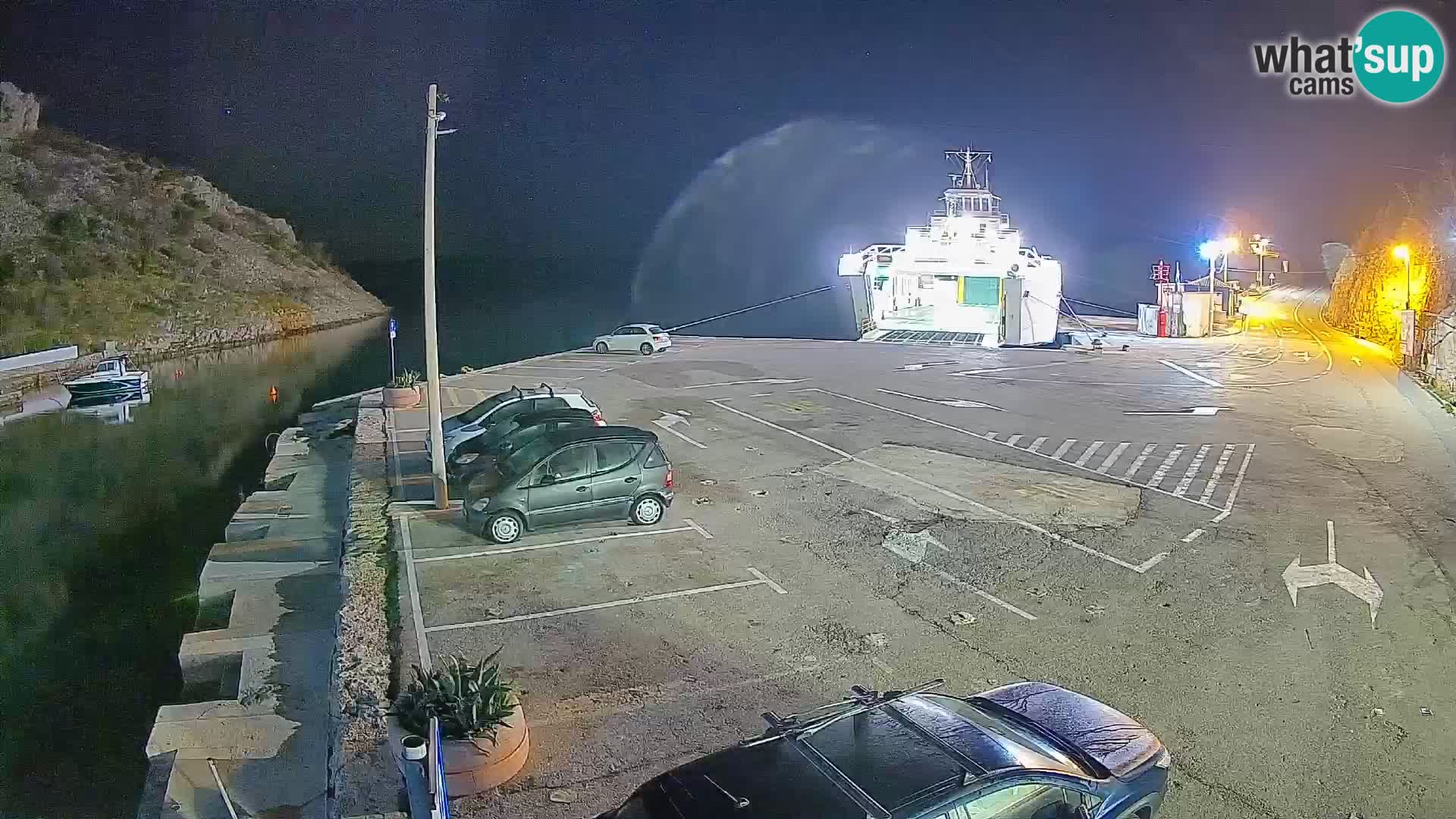 Webcam del puerto de ferris de Prizna – hacia la isla de Pag