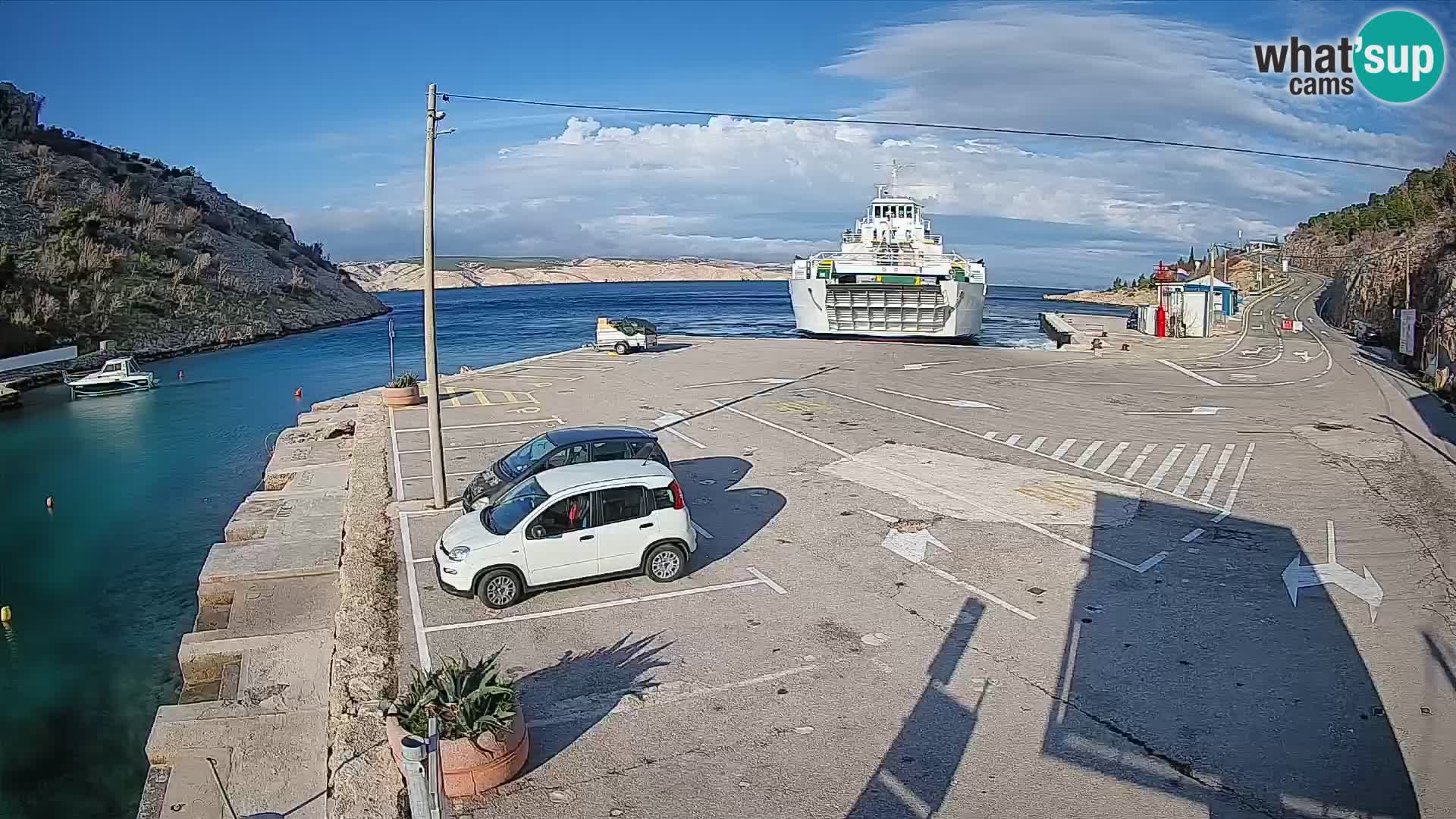 Webcam Fährhafen Prizna – zur Insel Pag