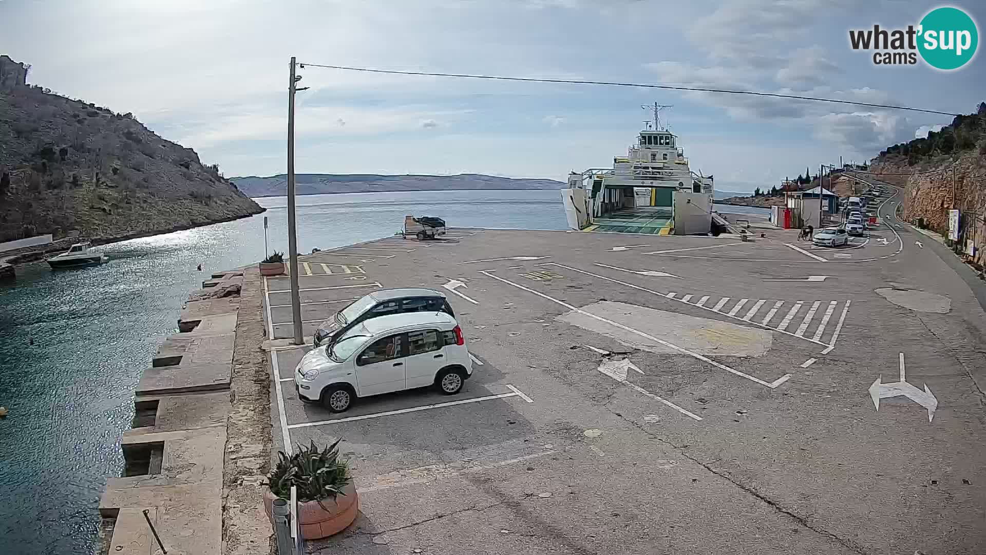 Webcam port de ferry de Prizna – vers l’île de Pag